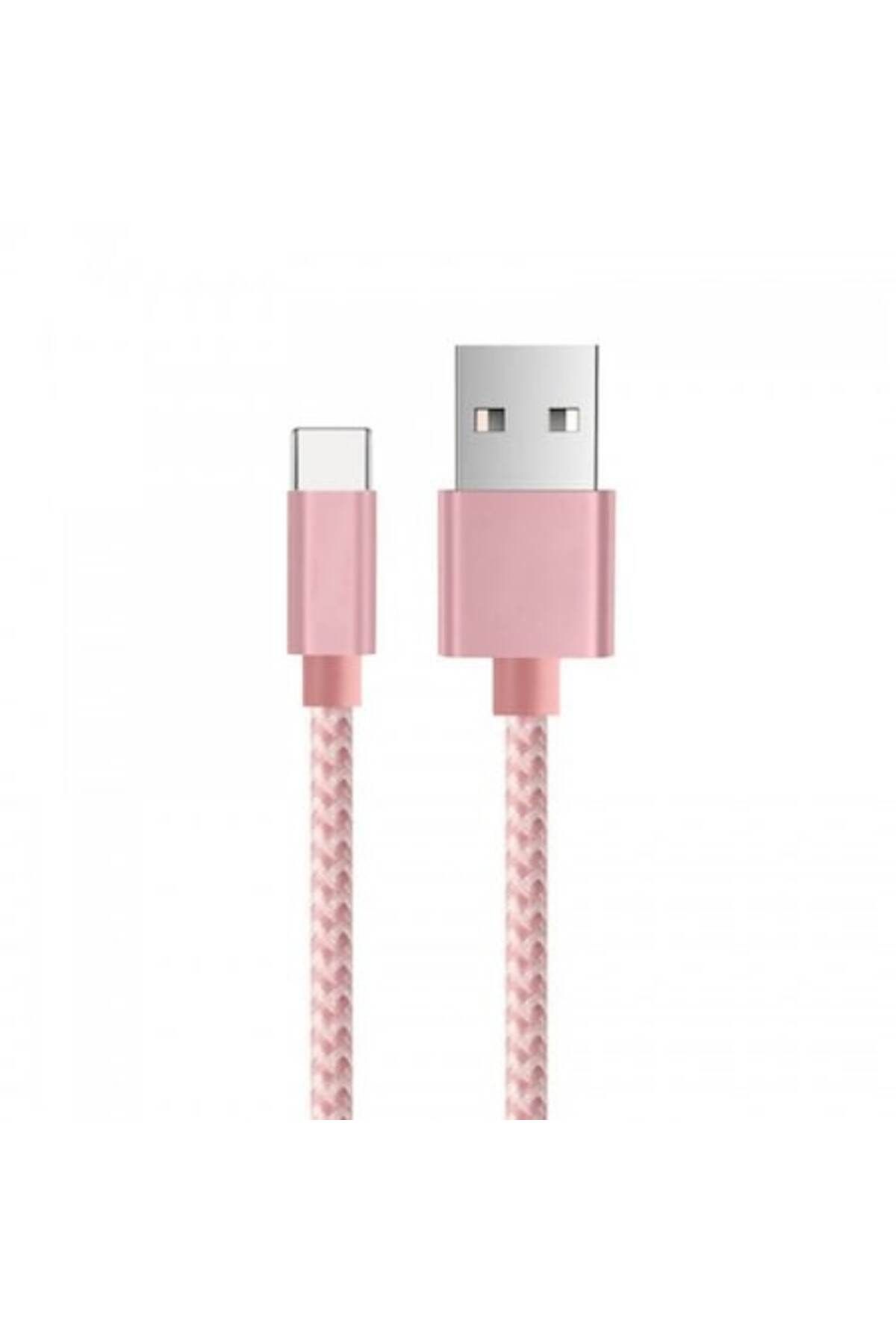 Bibilel-Cablu de încărcare/transfer de date USB 3.1 tip C, lungime 2 m, ranforsat, roz 1
