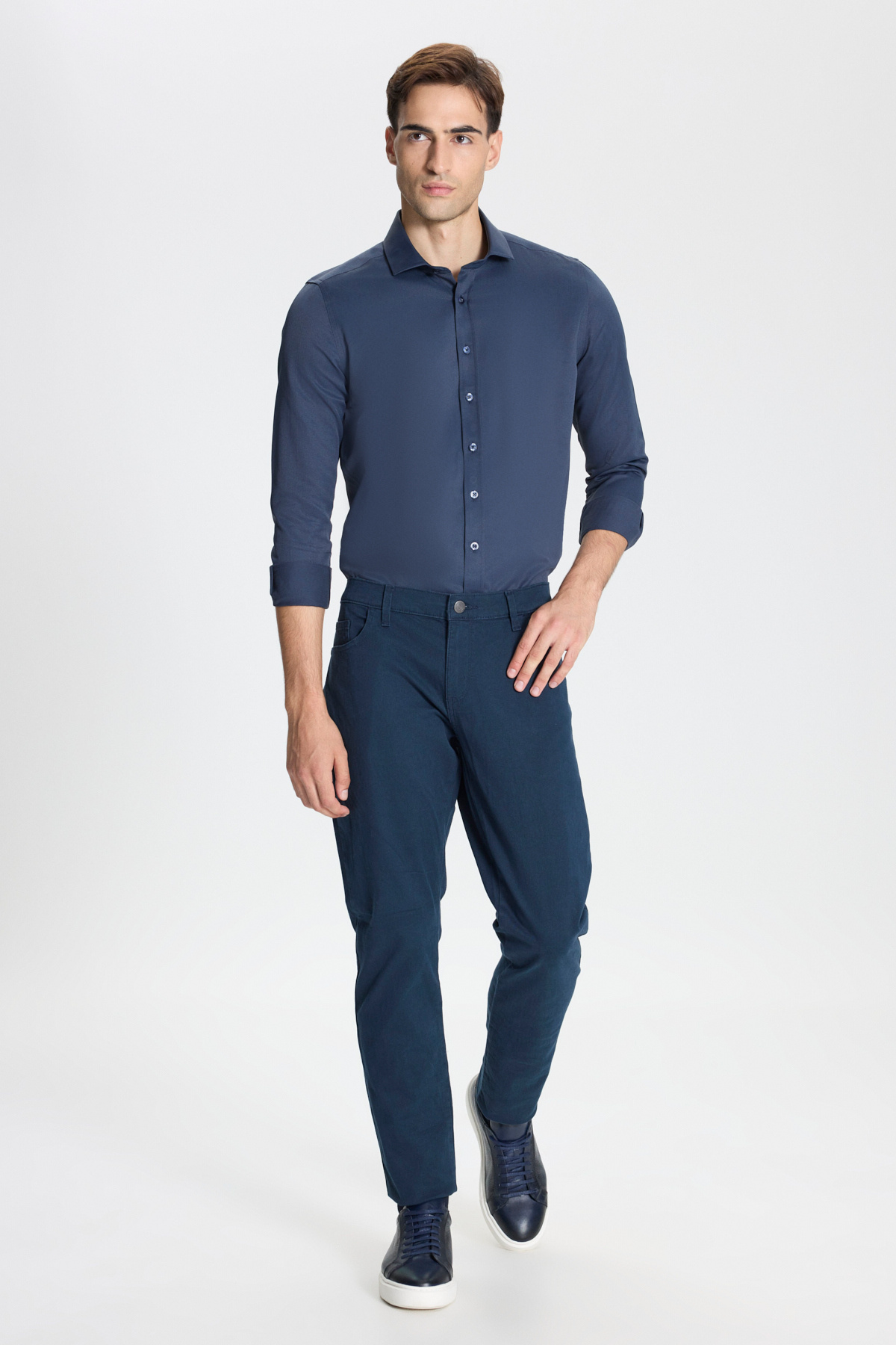 George Henry  Slim Fit Dar Kesim 5 Cepli Lacivert Chino Pantolon - Görsel 6