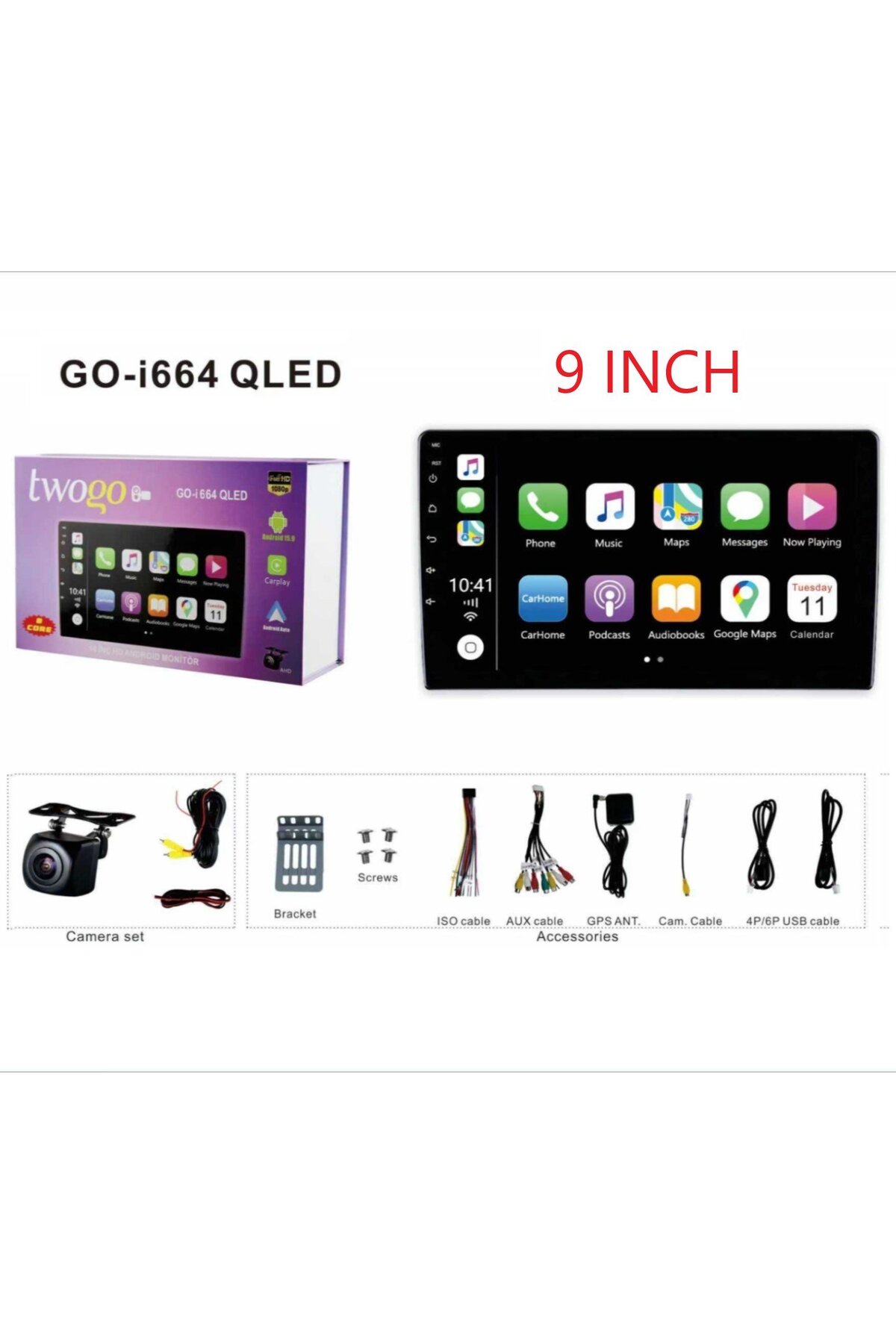 Twogo İ664 QLED 9 Inch Multimedya 4+64Gb 8 Çekirdek Android 15