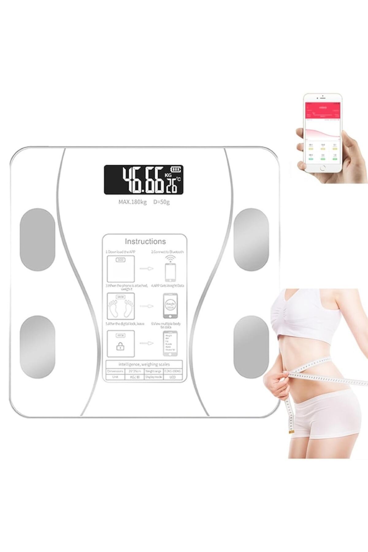 SOHO-Electronic Smart Bluetooth Scale for Weight and Body Fat Memory Evolution with Mobile App, White 2