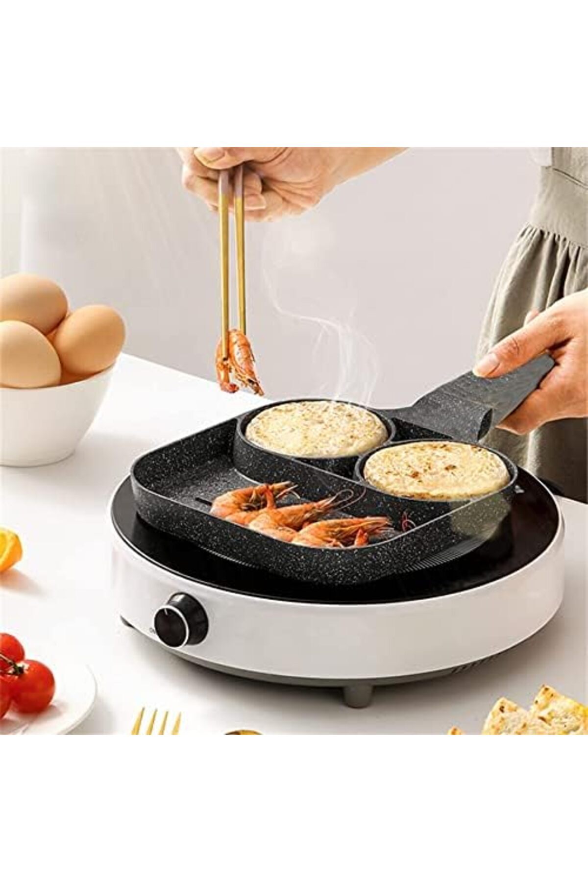 Blackstone-Divided Frying Pan | Egg Frying Pan Nonstick Pancake Pan | Aluminum Multipan for making 4