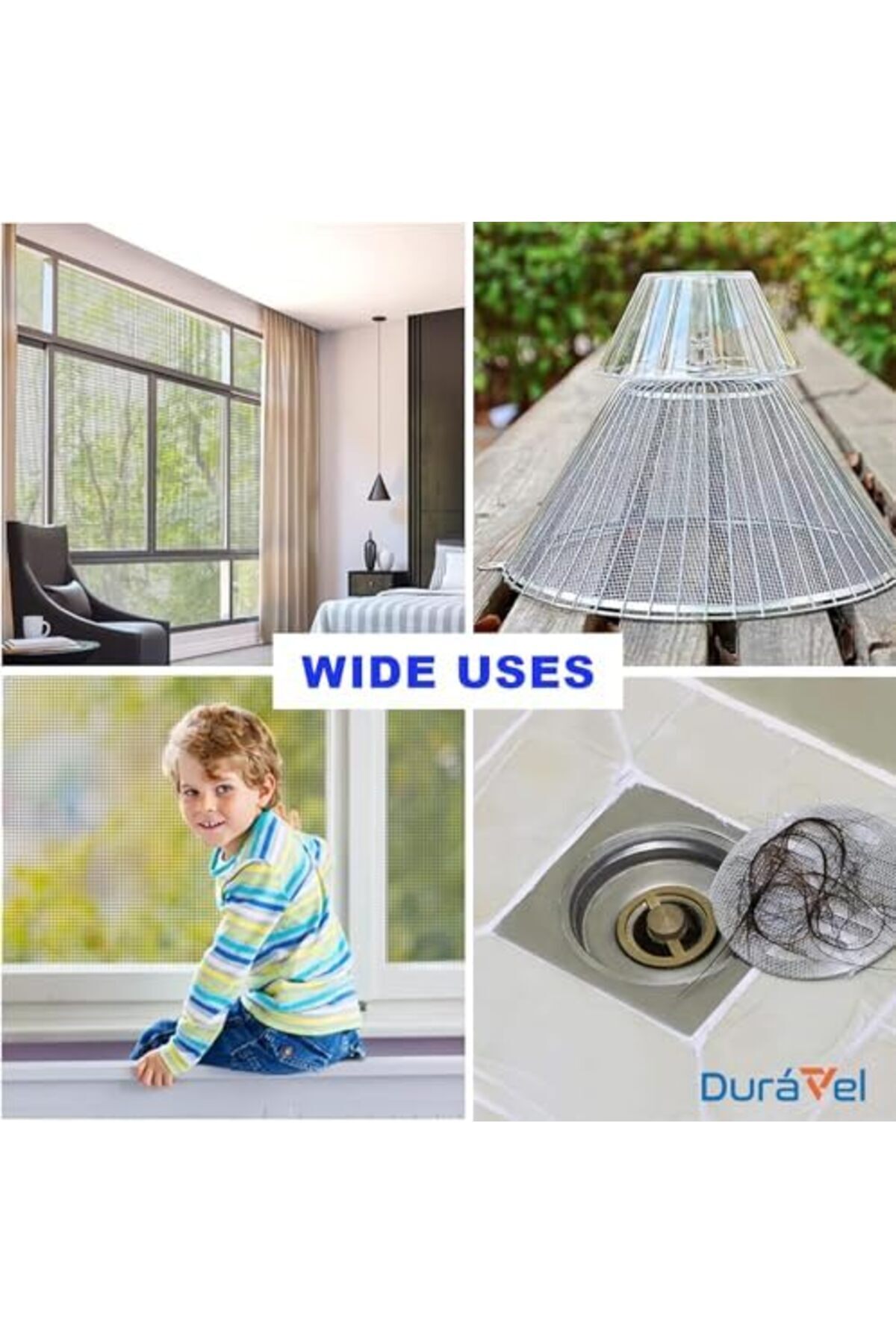 Duravel-Aluminium Insect Screen Mesh Fine Mesh Netting, Fly Net for Windows Doors and Patio Screens, 8