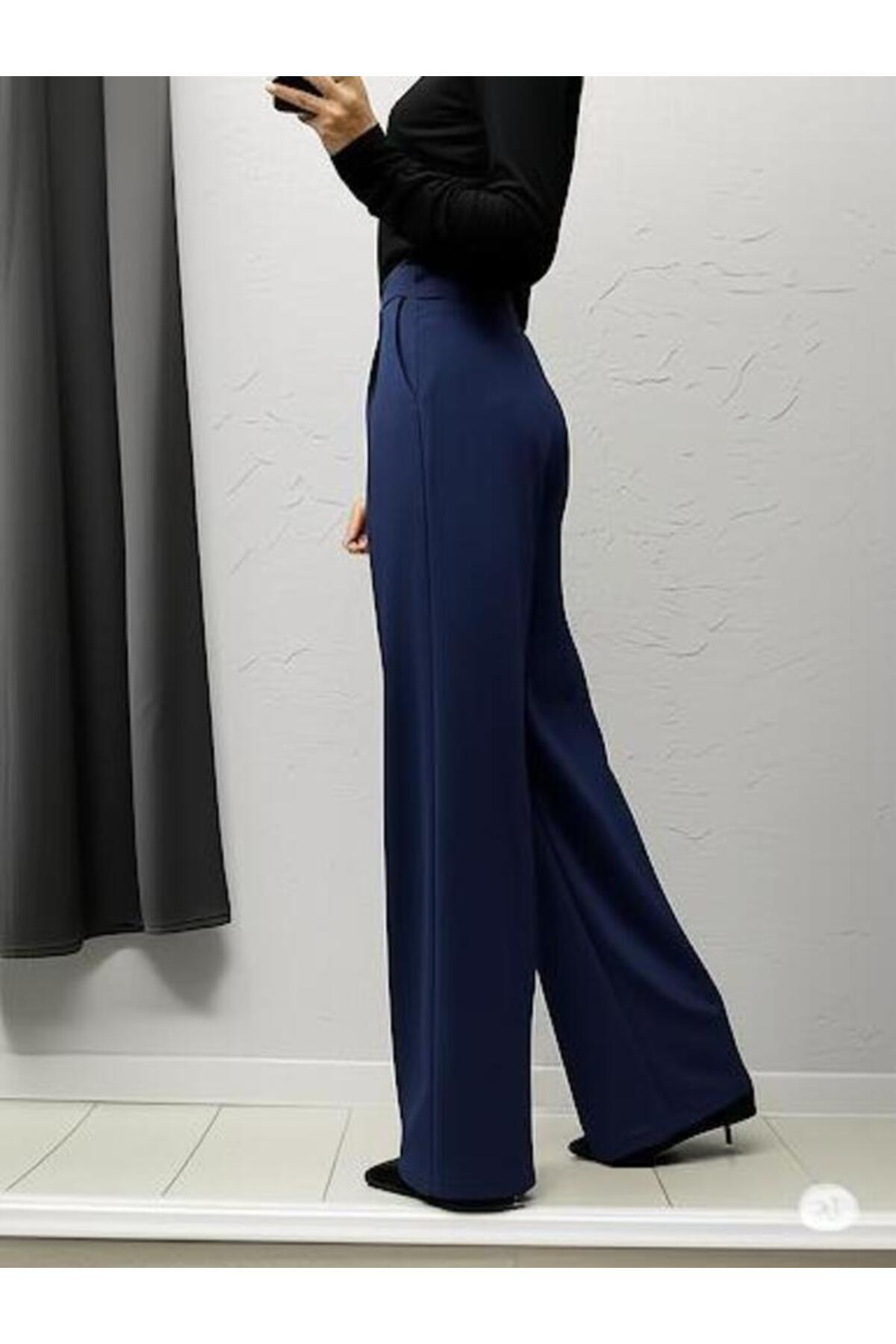 ECEYLÜL MODA-Scuba Crepe Front Pleated Palazzo Pants 2
