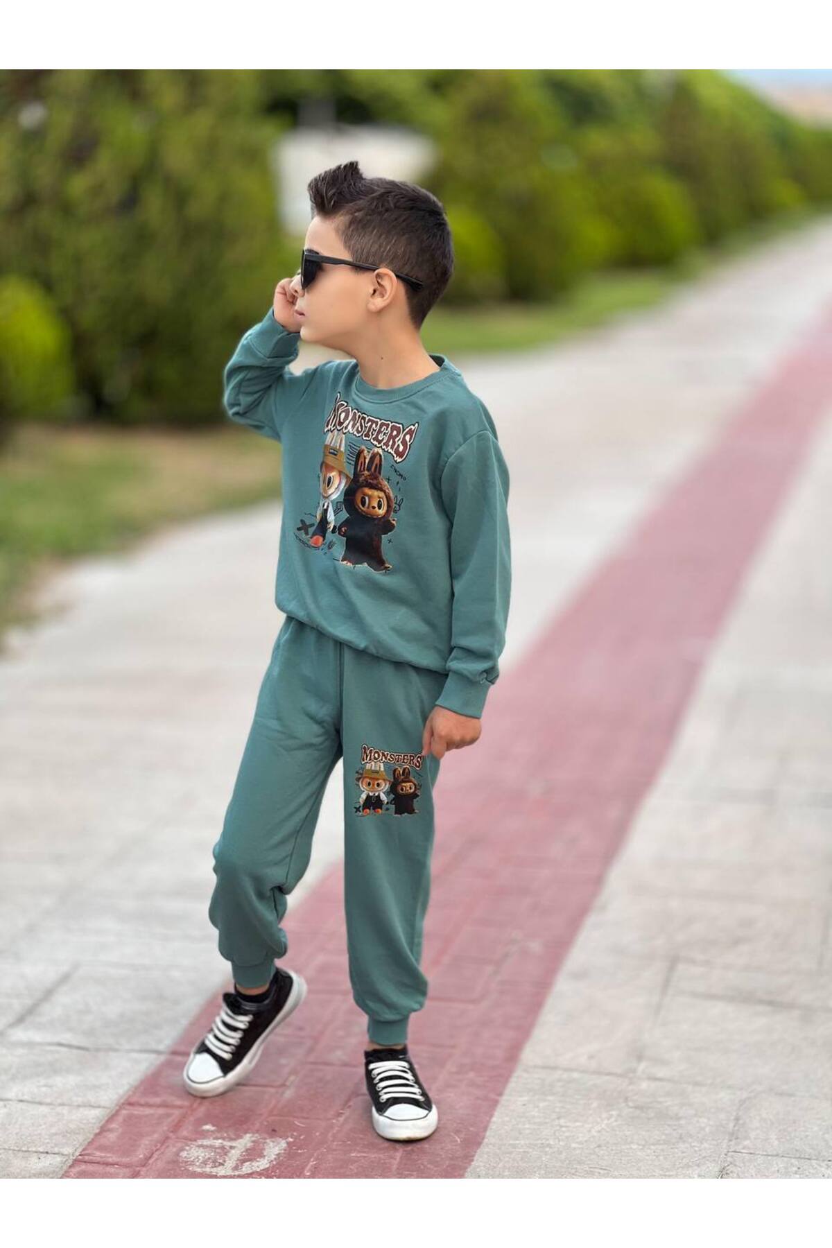 KGN GİYİM-Boy's 3 Threads Unsharped Bottom Top Set 1