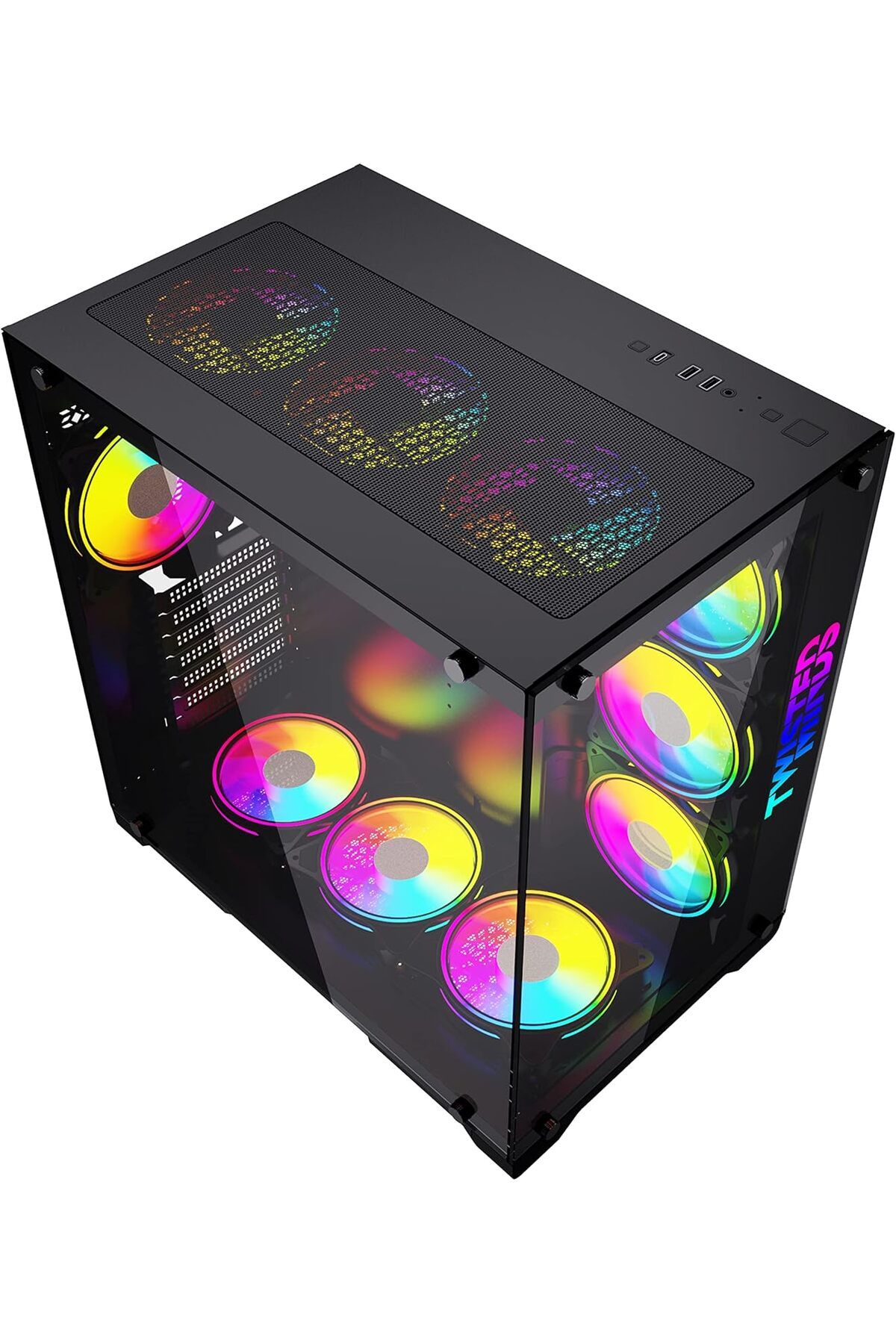 Twisted Minds-Gaming Computer Case Bullet-07 ATX Mid Tower by Twisted Minds with 6 ARGB LED Fans, 4 Included, Sync 8