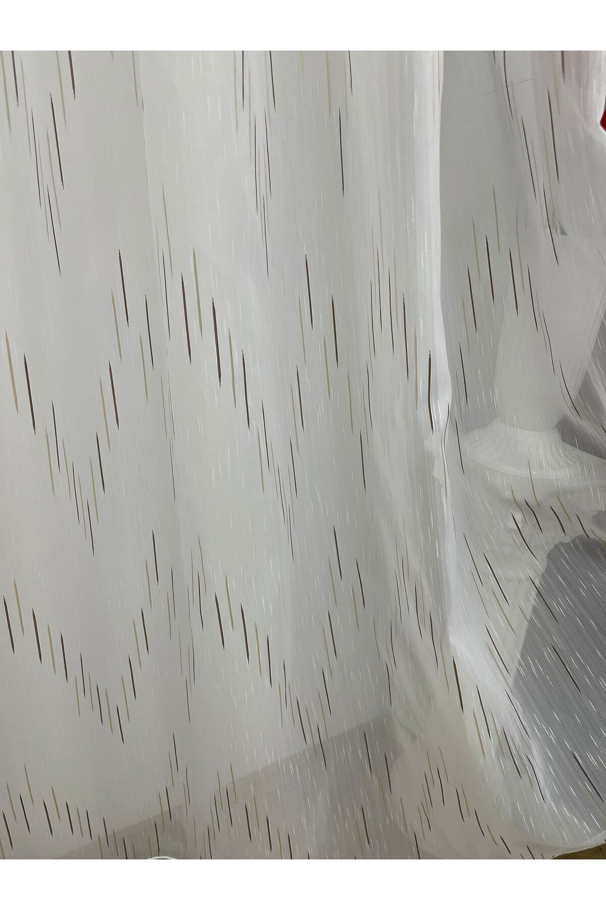 Liz Line-White curtain, mechanically embroidered, with rejansa, cappuccino/wenge, "Game of lines" by Liz Line PD049 8