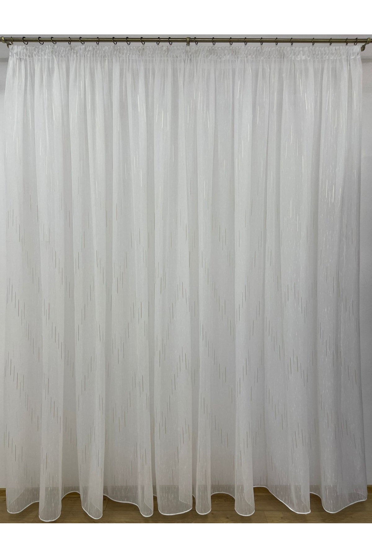 Liz Line-White curtain, mechanically embroidered, with rejansa, white/cappuccino, "Game of lines" by Liz Line PD051 7