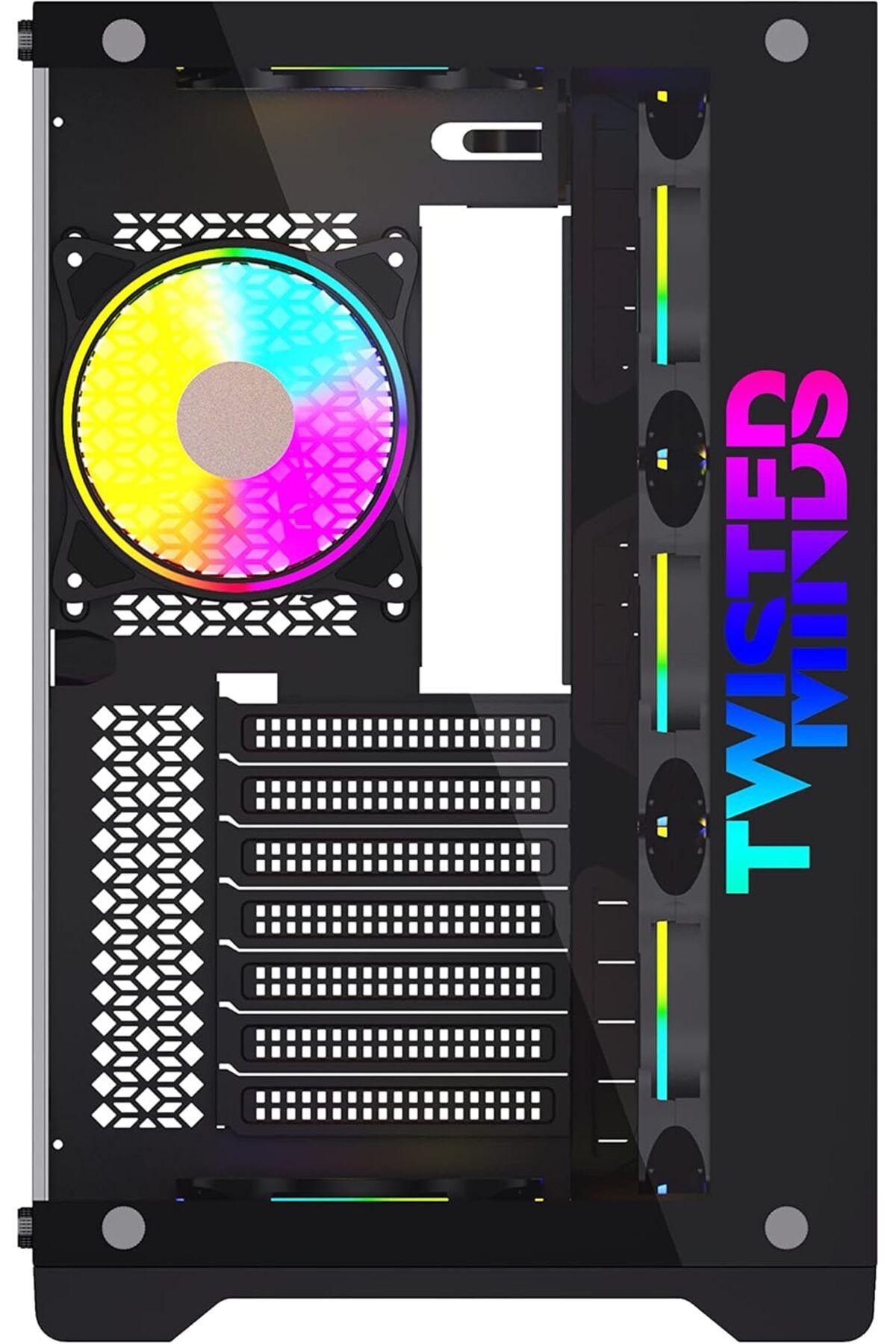 Twisted Minds-Gaming Computer Case Bullet-07 ATX Mid Tower by Twisted Minds with 6 ARGB LED Fans, 4 Included, Sync 6