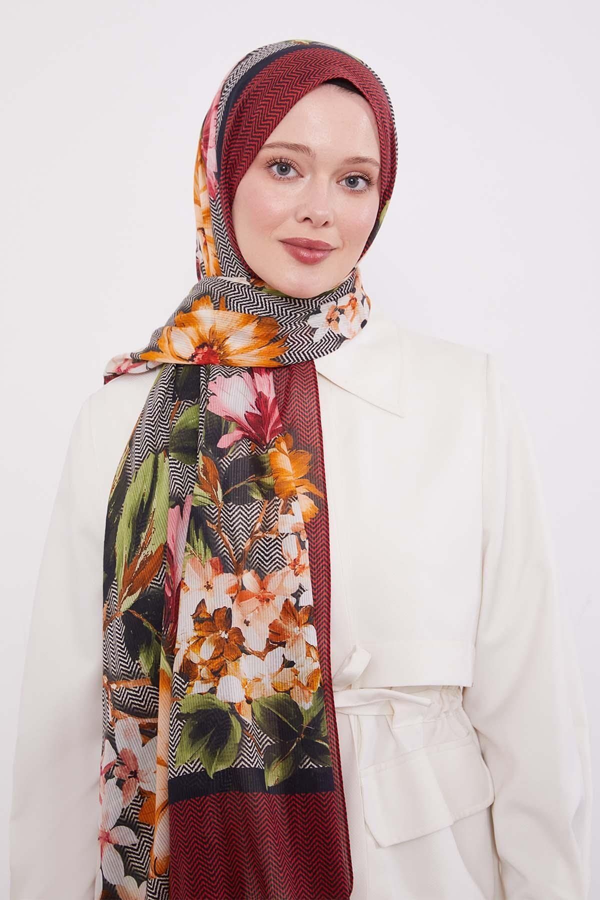Levidor-Red Zigzag Cotton Shawl 3
