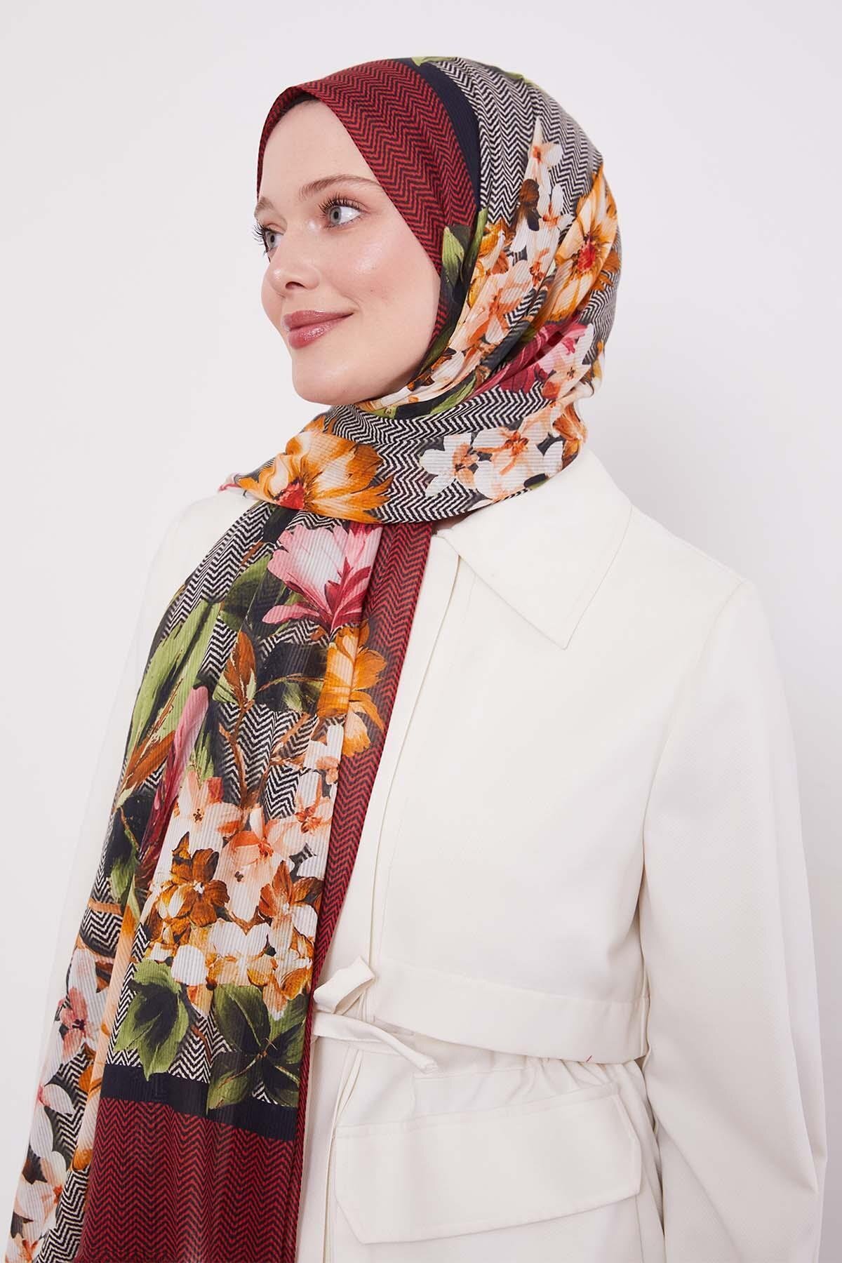 Levidor-Red Zigzag Cotton Shawl 2