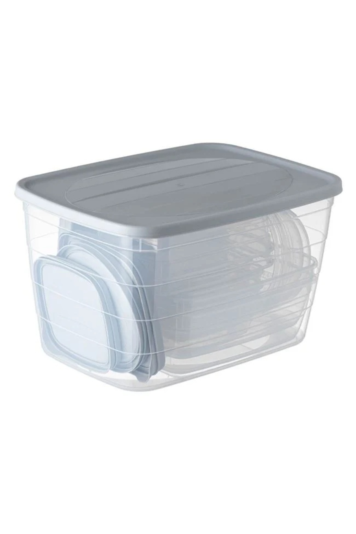 divendi-ro-Set of food containers, 6 pcs, sizes 2x250ml, 2x300ml, 2x500ml, 2x600ml, 2x1,2lt, 1x6lt, transparent 2
