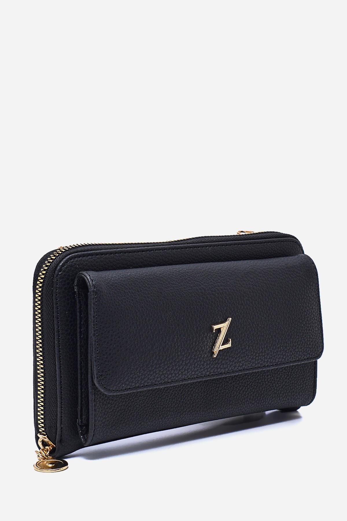 Zühre-Black Wallet with Double Eye Strap Detail Zc015 1
