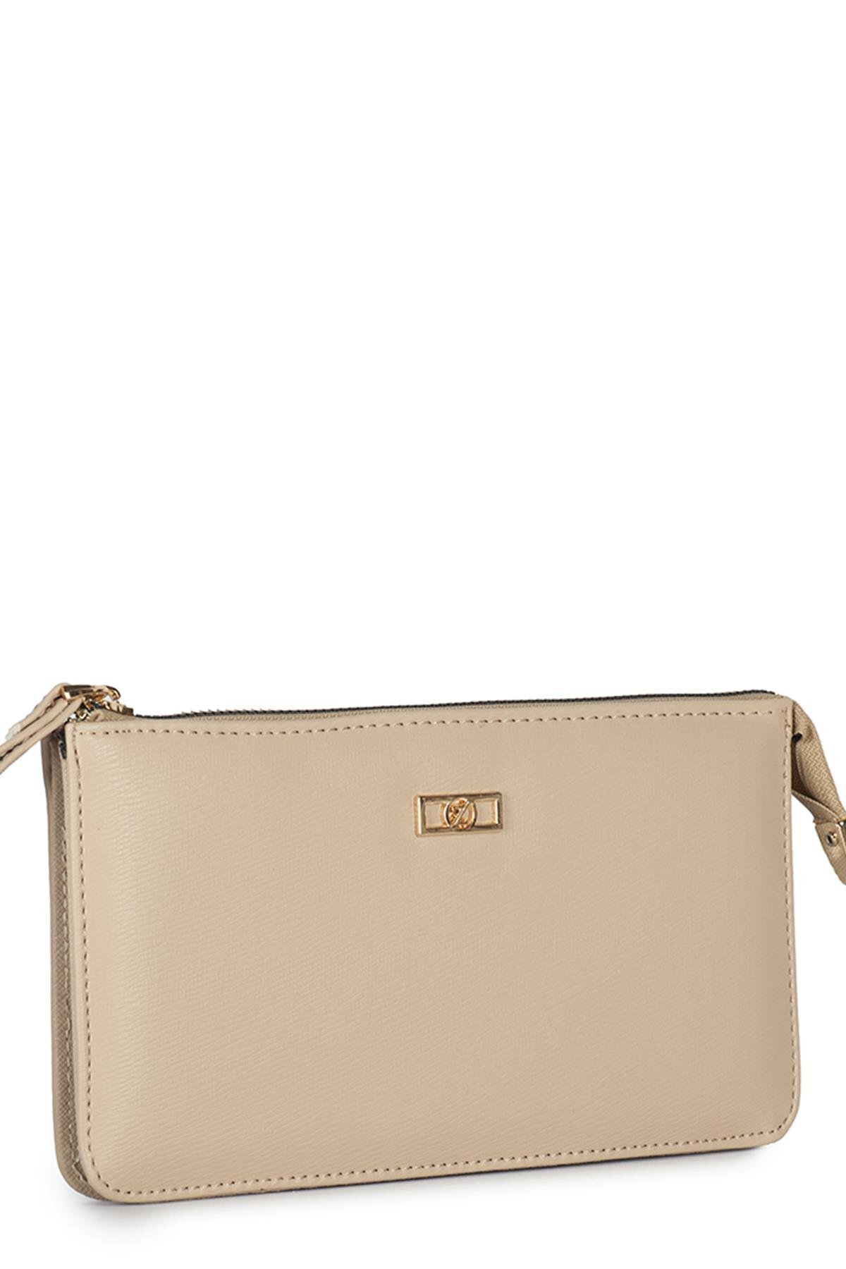 کیف پول بژ تیره با جزئیات دستبند ZC021 Zühre