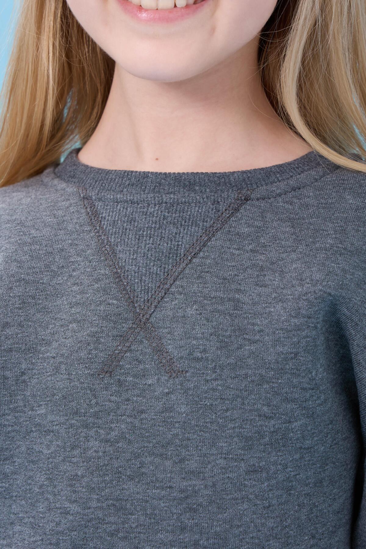 Perendi Unisex Basic Bisiklet Yaka Şardonlu Kışlık Sweatshirt - Antrasit fotoğrafı 2 (önizleme)