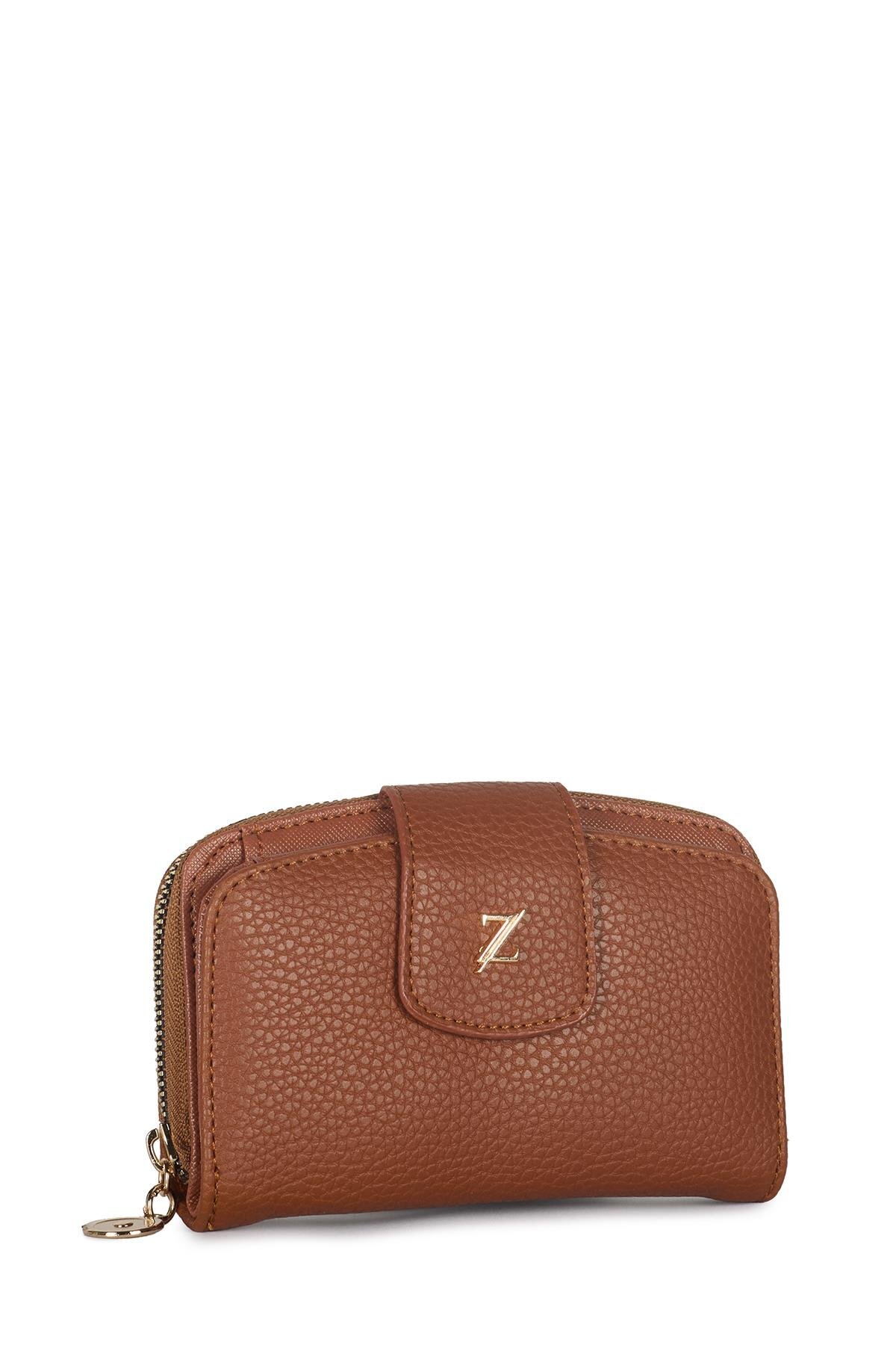 کیف پول کوچک قهوه‌ای روشن ZC022 Zühre