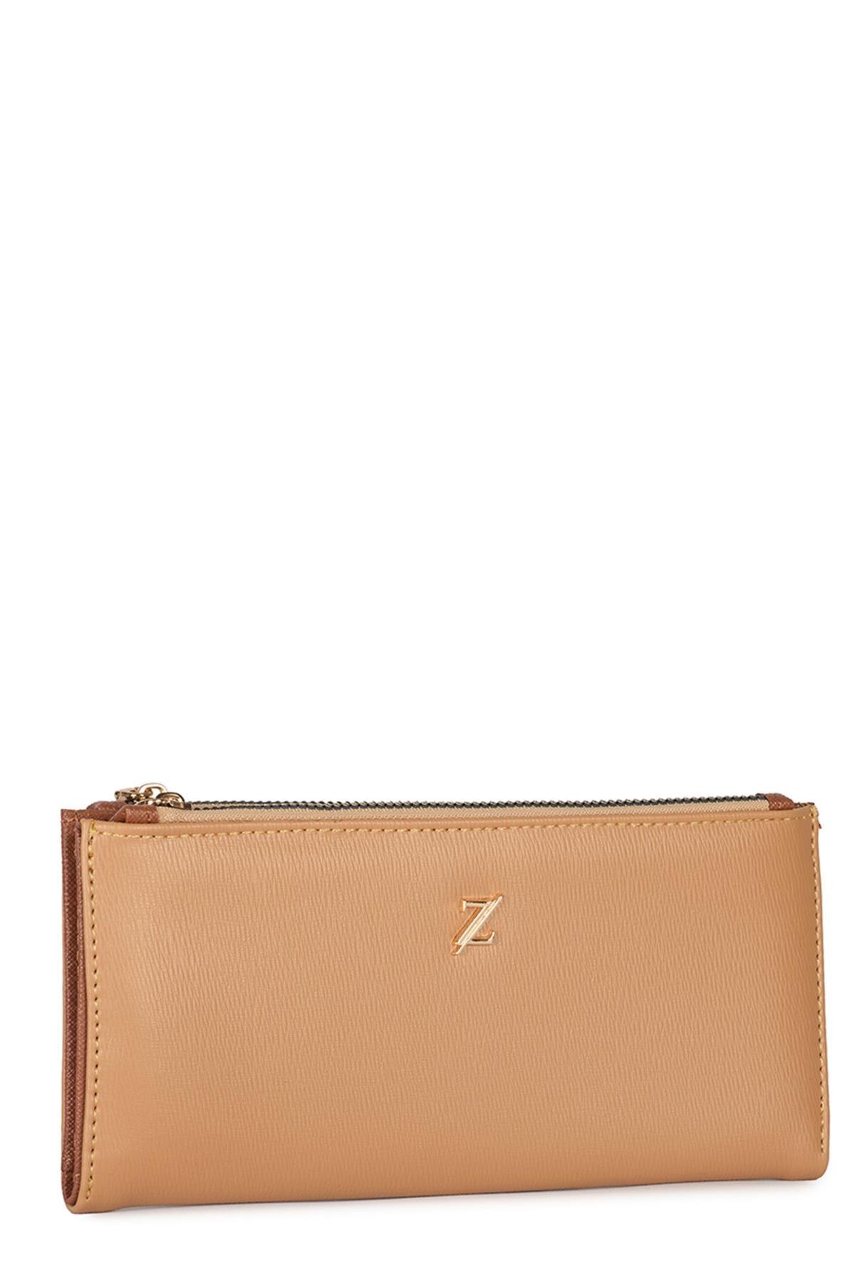 کیف پول جیبی قهوه‌ای روشن ZC027 Zühre