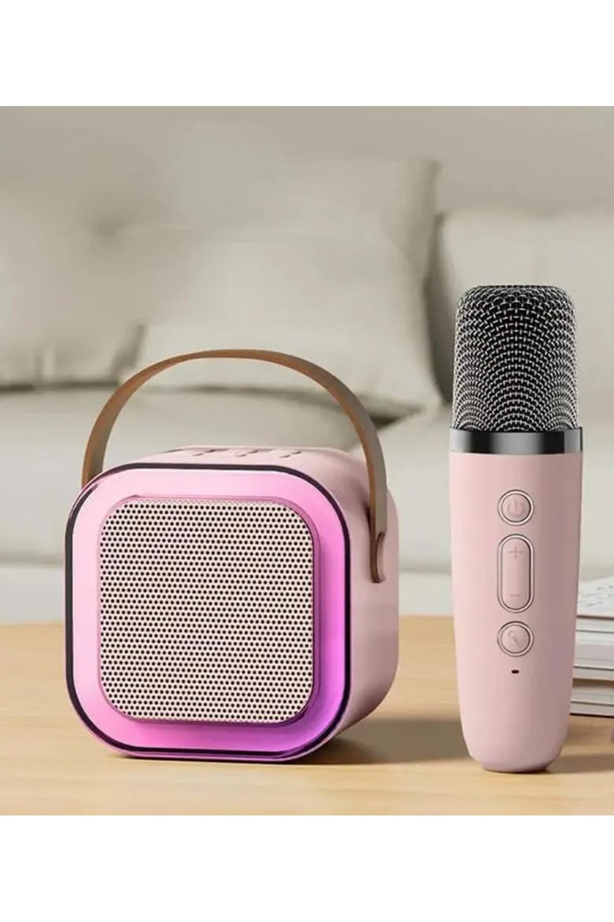 Genel Markalar Kablosuz Mikrofonlu Karaoke Makinesi (KREM-MAVİ )Taşınabilir Bluetooth Hoparlör Seti Bas Tiz Ayarlı fotoğrafı 4 (önizleme)