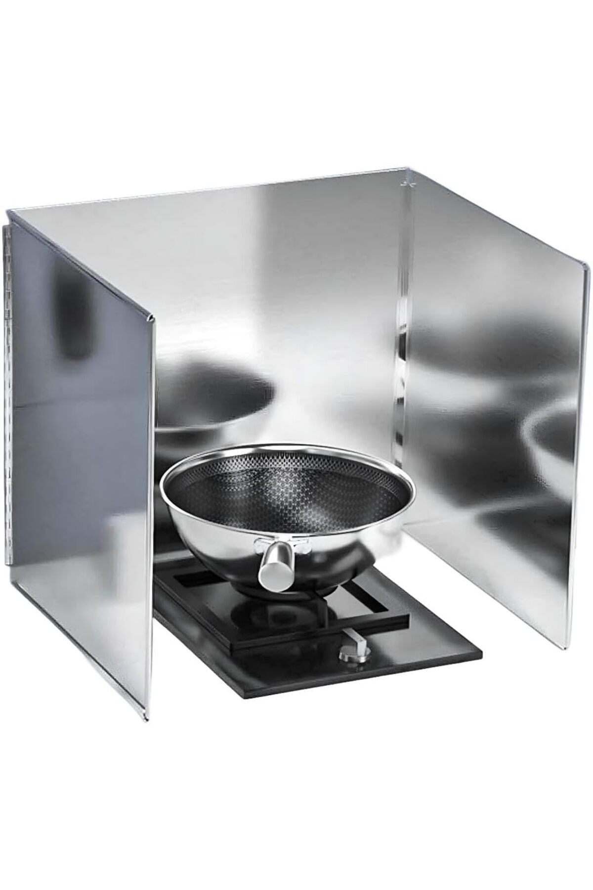 Hepta Collection Kyrotech Pas Tutmaz Metal 3 Kanatlı Yağ Sıçrama Koruması, 90 x 30 cm, Yapışmaz, Katlanabilir, mutfak
