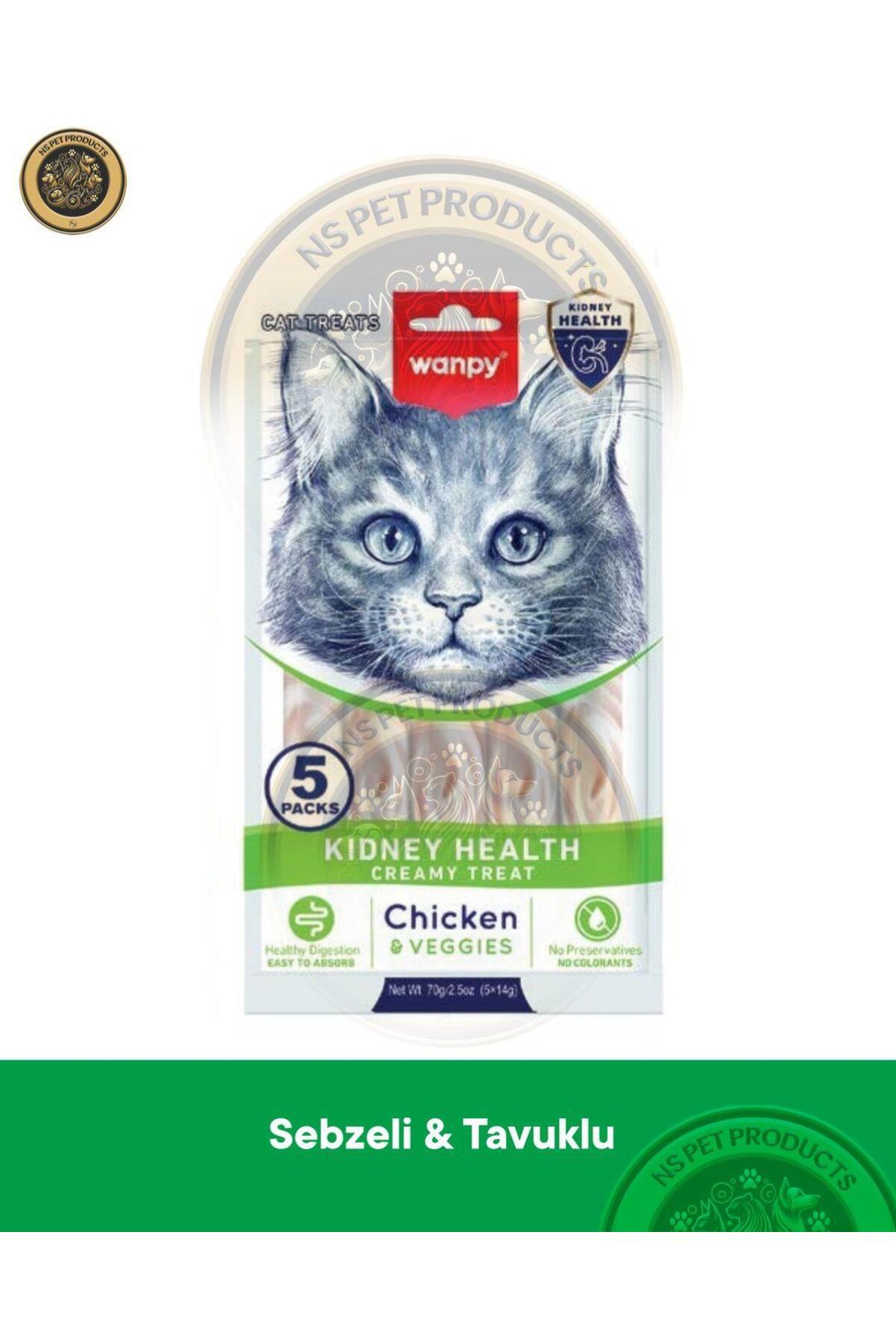 Wanpy Kidney Health Tavuk-Sebze Kedi Krema Ödülü 5x14gr