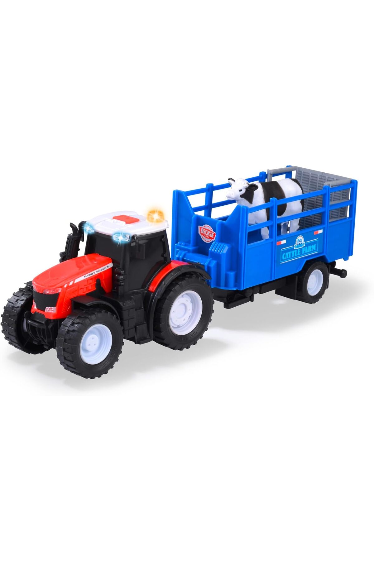 Tracteur Massey Ferguson Avec Remorque, Vache Et Sons Lumineux - Dickie Toys