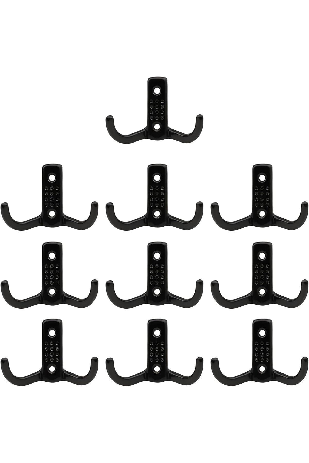 Delixa Badem10 Noktalı Vestiyer Duvar Askısı Dolap Elbise Askılığı Siyah Metal Askı (10 ADET)