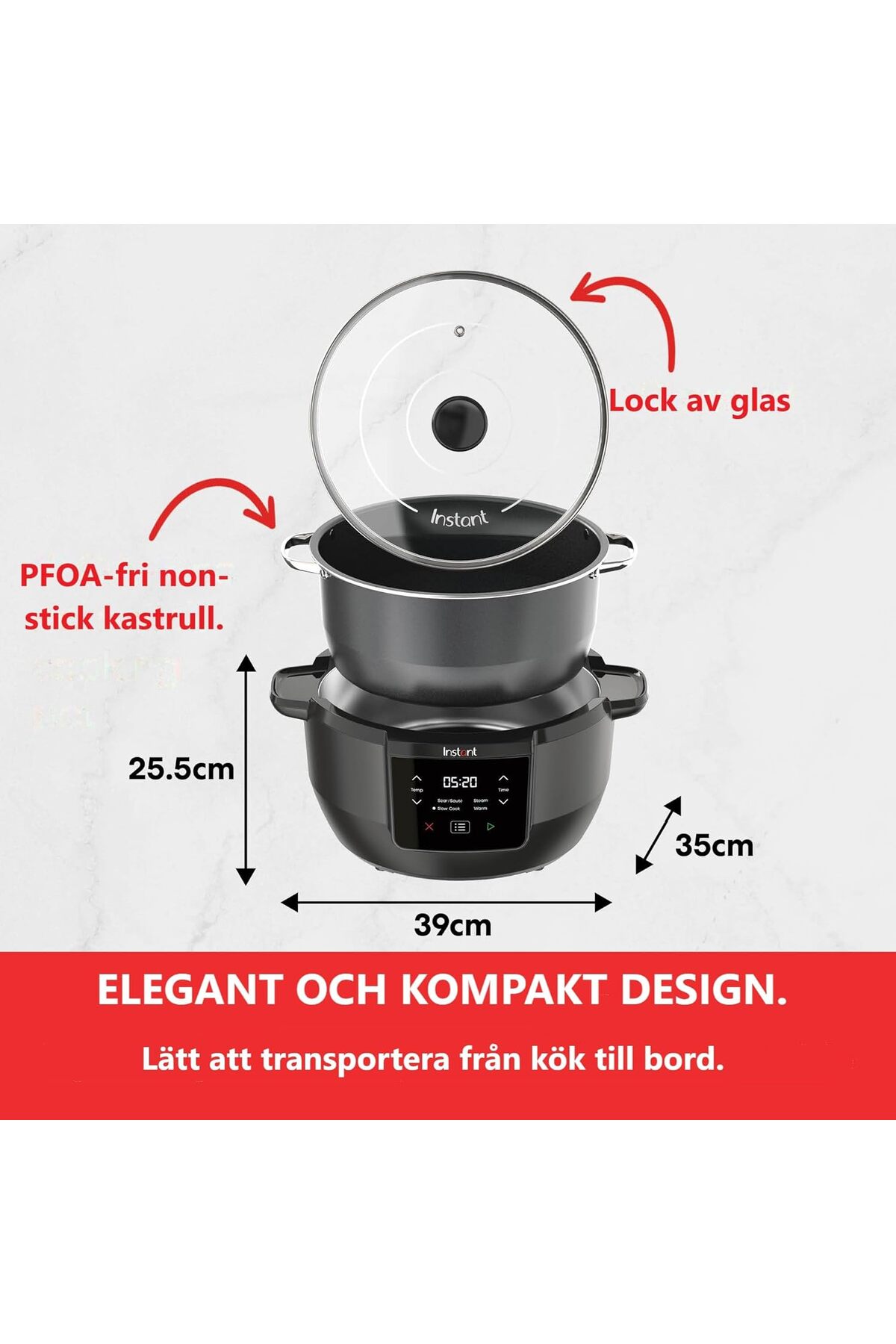 Hype Store Instant Pot Üstün Yavaş Pişirici/Yavaş Pişirici, 7,1L Çoklu Pişirici / 4 Pişirme Fonksiyonu (Yavaş P fotoğrafı 2 (önizleme)