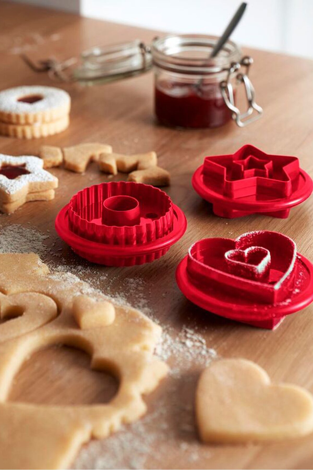 مجموعة قطاعات البسكويت، 3 قطع، أحمر