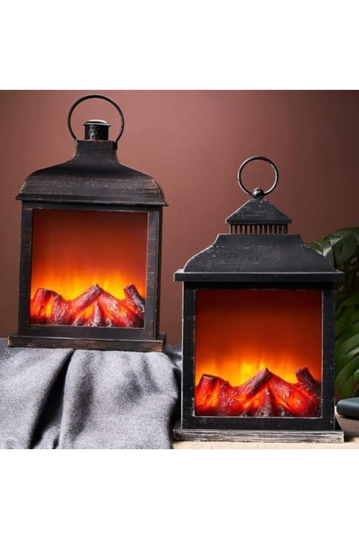 Generic-LED Fireplace Lantern without Heater with 3D Flame Effect - Timer Function - (SP-61) - 5 x 15 x 38 c 4