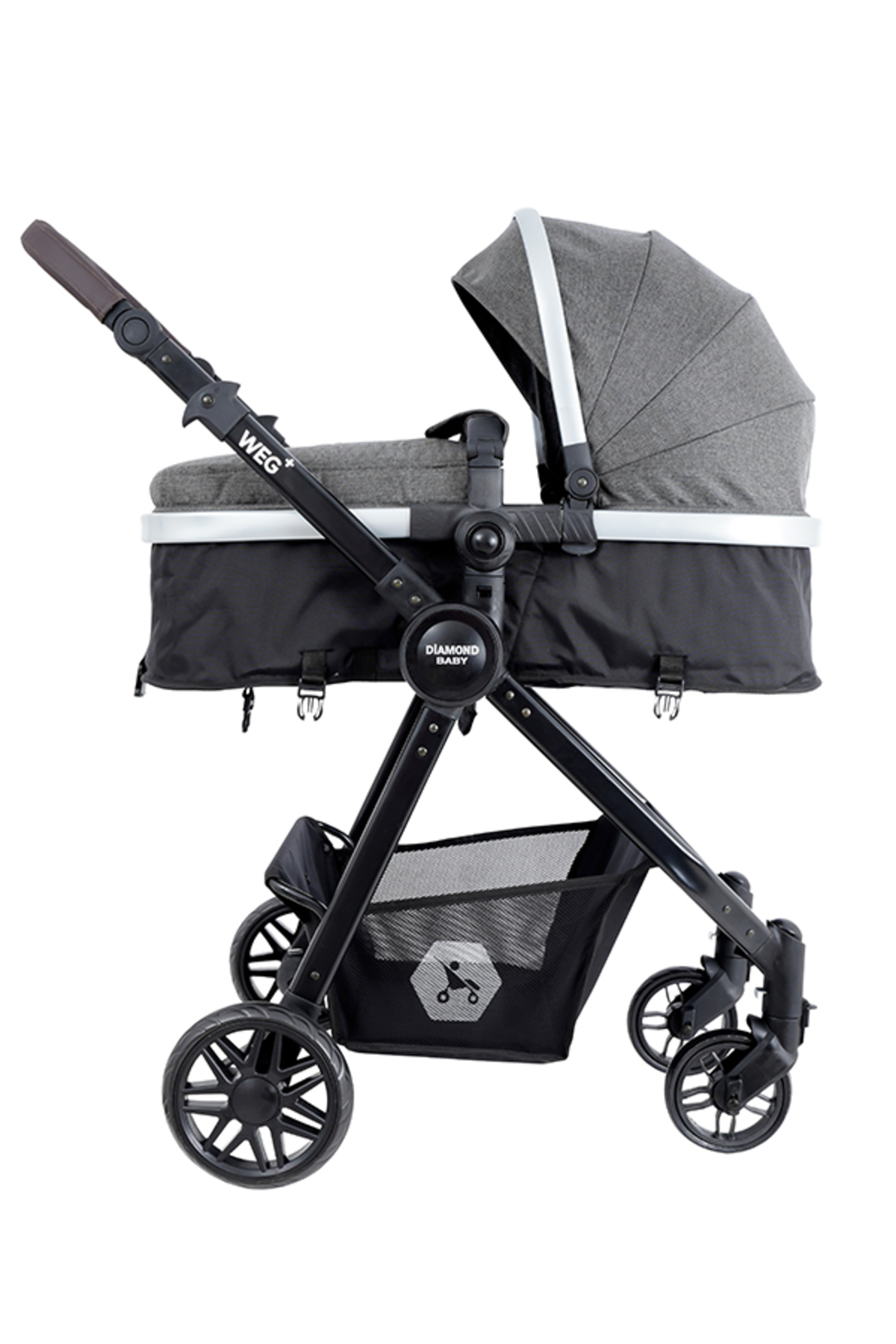 Diamond Baby Weg Travel (Seyahat Sistem) Bebek Arabası, Pusetli, Çift yönlü, Ayak Örtülü Gri fotoğrafı 7 (önizleme)