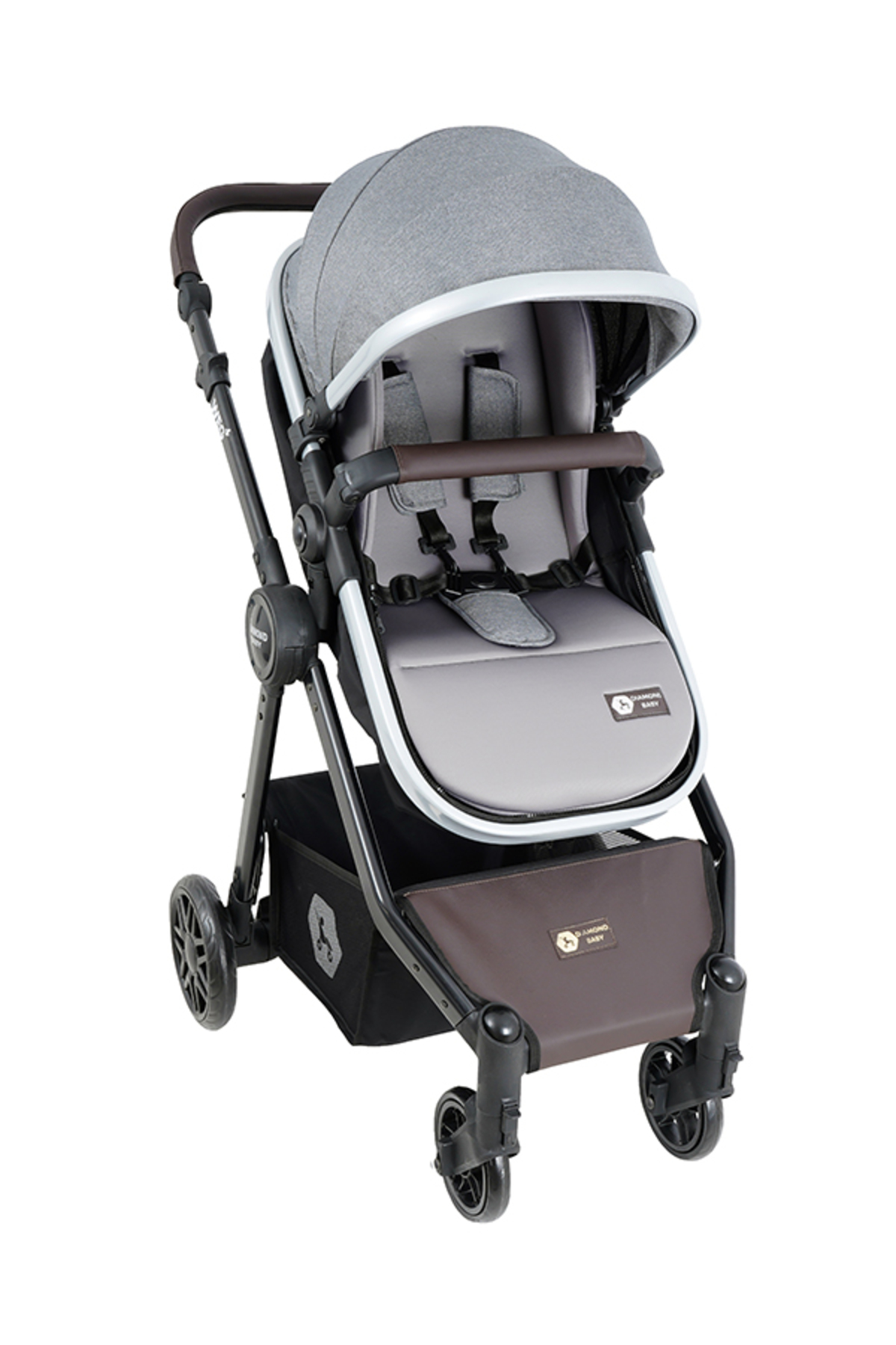 Diamond Baby Weg Travel (Seyahat Sistem) Bebek Arabası, Pusetli, Çift yönlü, Ayak Örtülü Gri (açık) fotoğrafı 2 (önizleme)