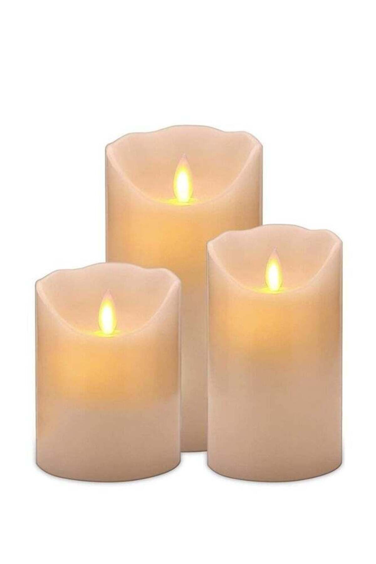 Generic-AMERTEER Set of 3 Flameless LED Candles â€“ Battery Powered Pillar Lights with Realistic Flicker 1