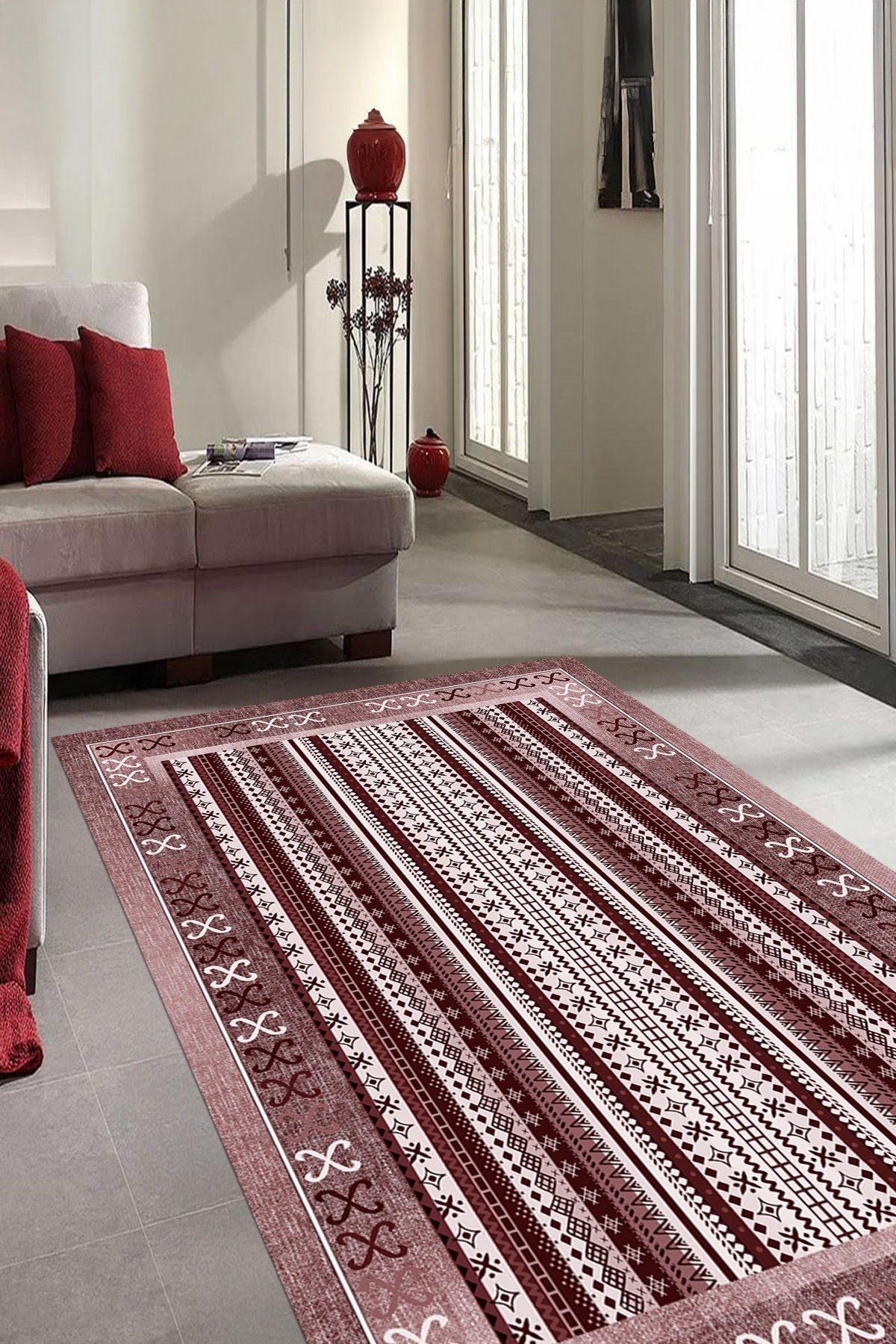 Modern Living Room Rug with Digital Printed Washable and Non-Slip Base Authentic Rug Pattern