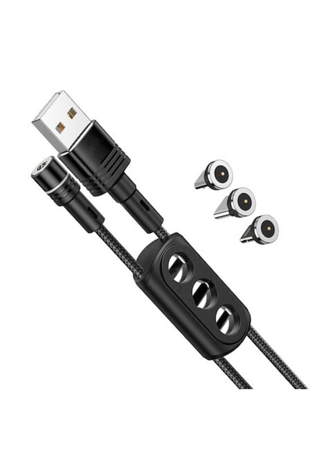 Gear-Cablu de încărcare USB-A la Lightning, Tip-C, Micro-USB, Turbo 20W, 2.4A, 1.2m, Alumix, Deep D 1