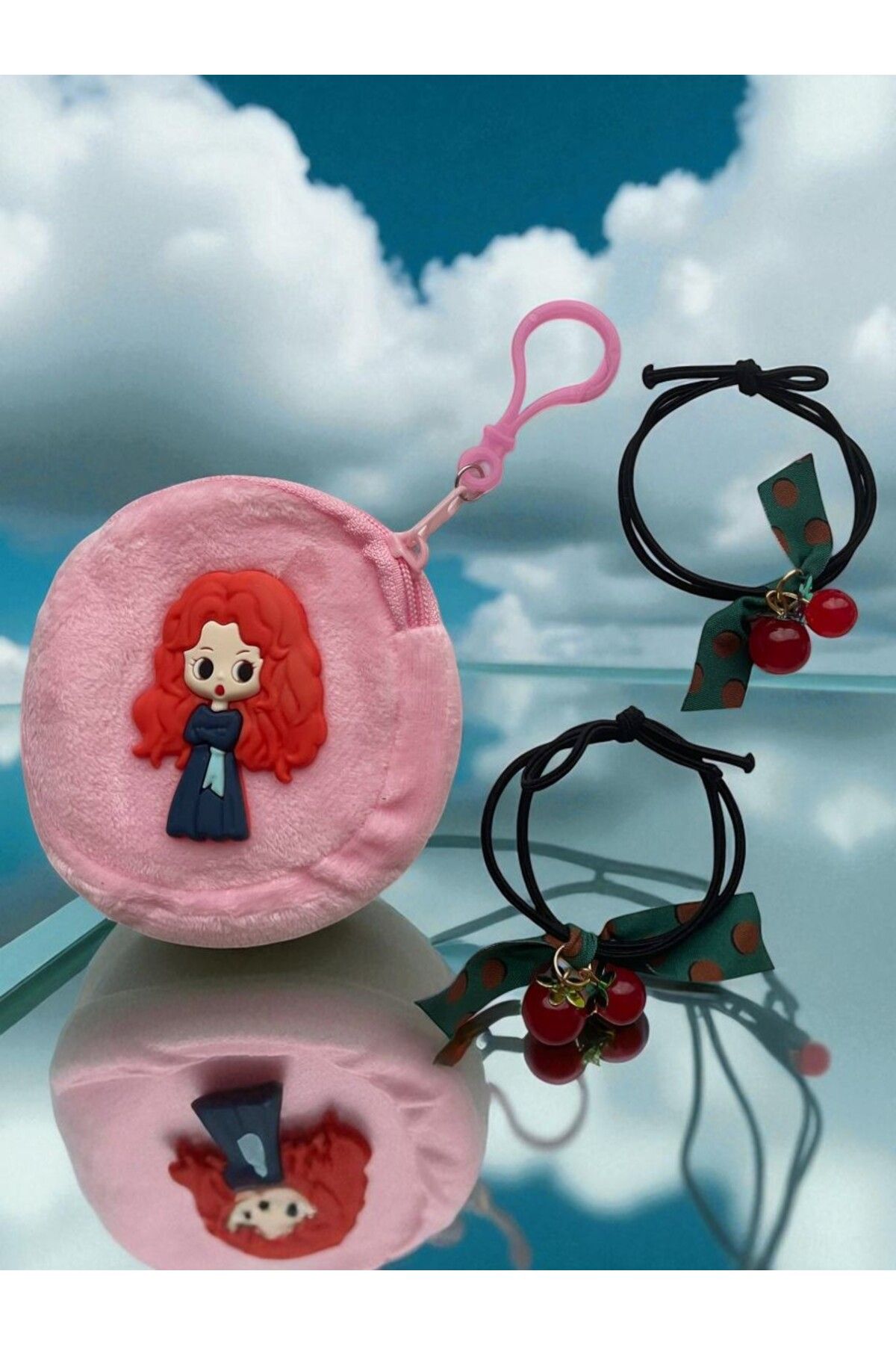 GALATA GIFT-Wallet-Buckle Set, Girl's Wallet and Two (2) Pieces of Cherry Binding Buckle Set with Elastic 7