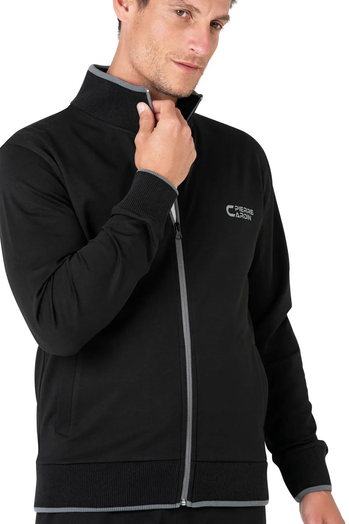 ست لباس ورزشی مردانه یقه ایستاده آستین بلند ۷۱۲۰ - مشکی مردانه | پیر کاردین Pierre Cardin PCEP7120 - تصویر 3