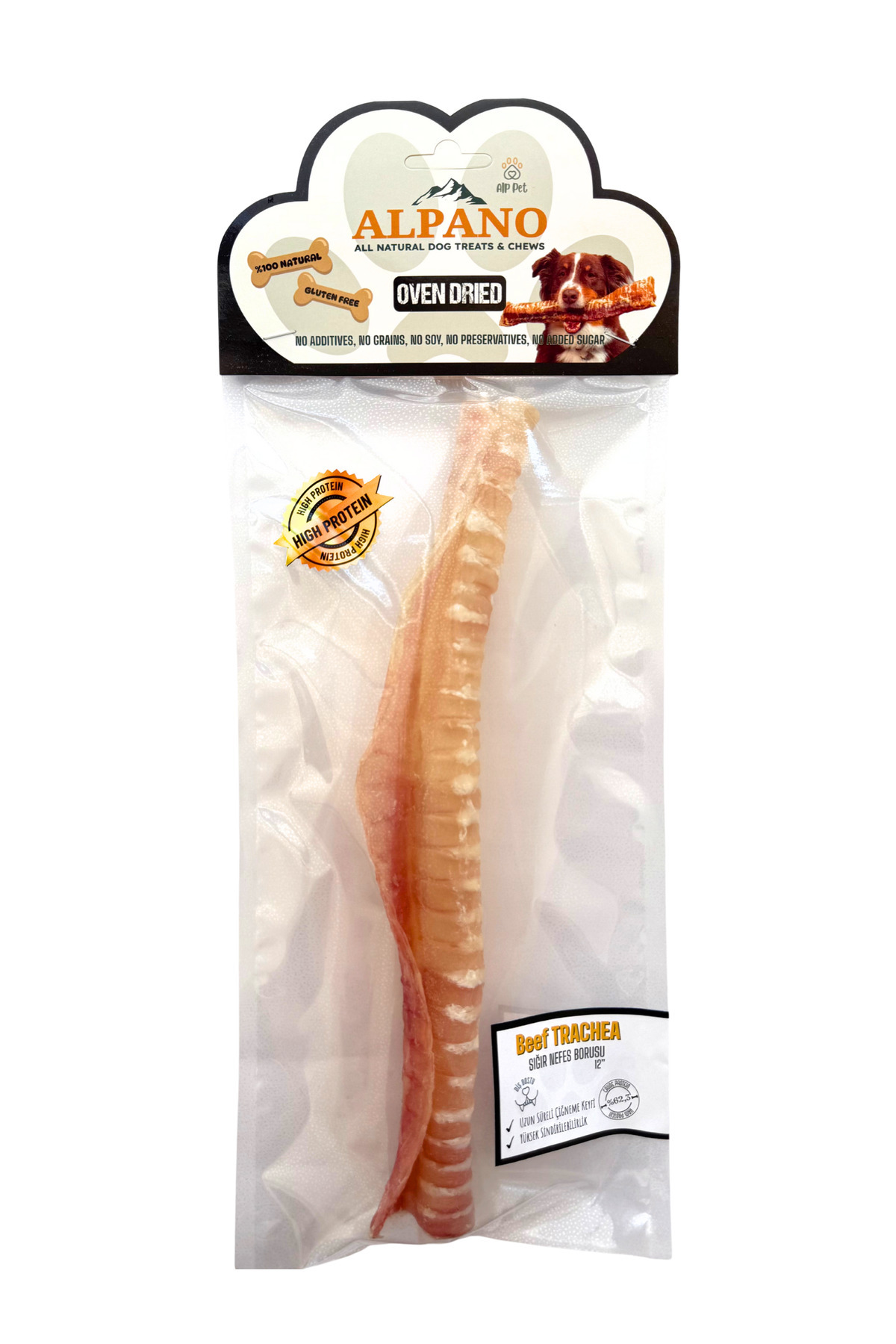 Beef Trachea 12" / Sığır Nefes Borusu 12" Fırınlanarak Kurutulmuş Ödül Maması