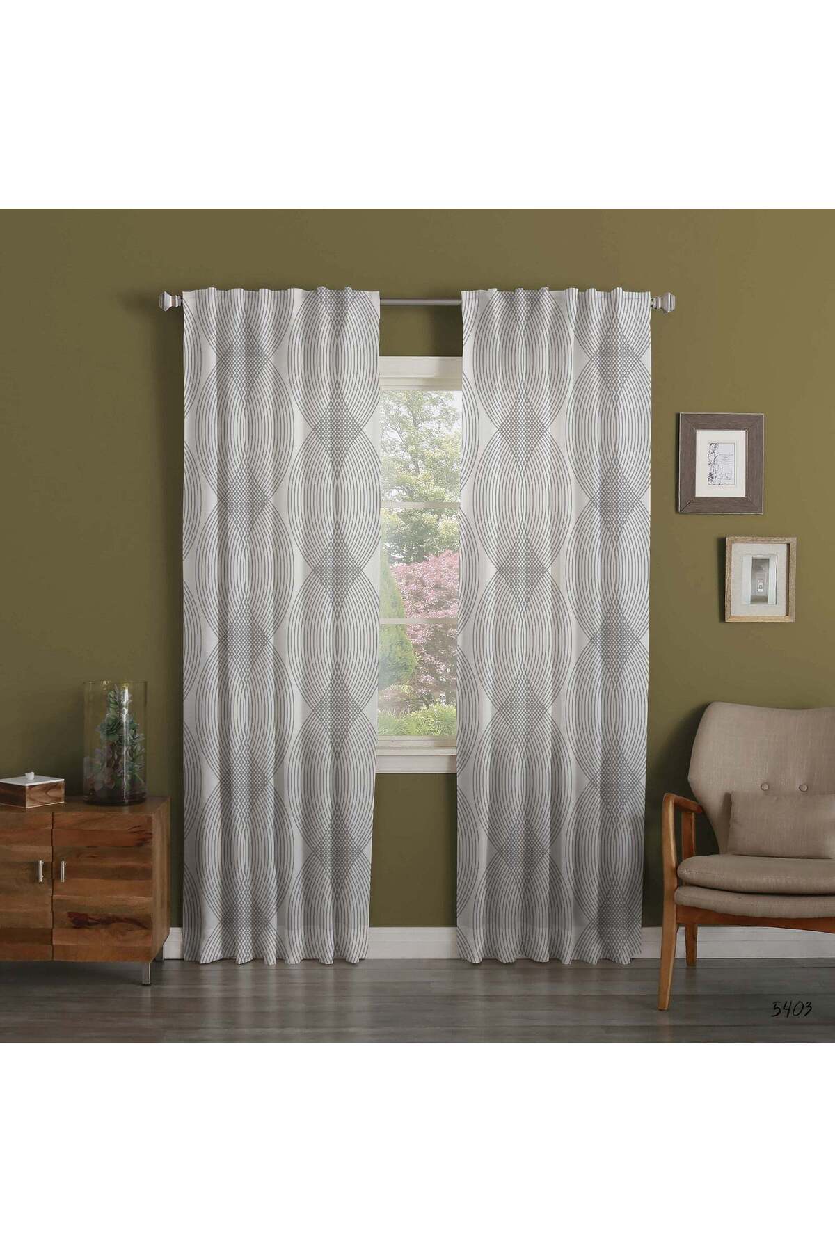 Decor Fashion Home-CURTAIN SET 2 PCS, elegant with geometric pattern – with regency for gallery 1