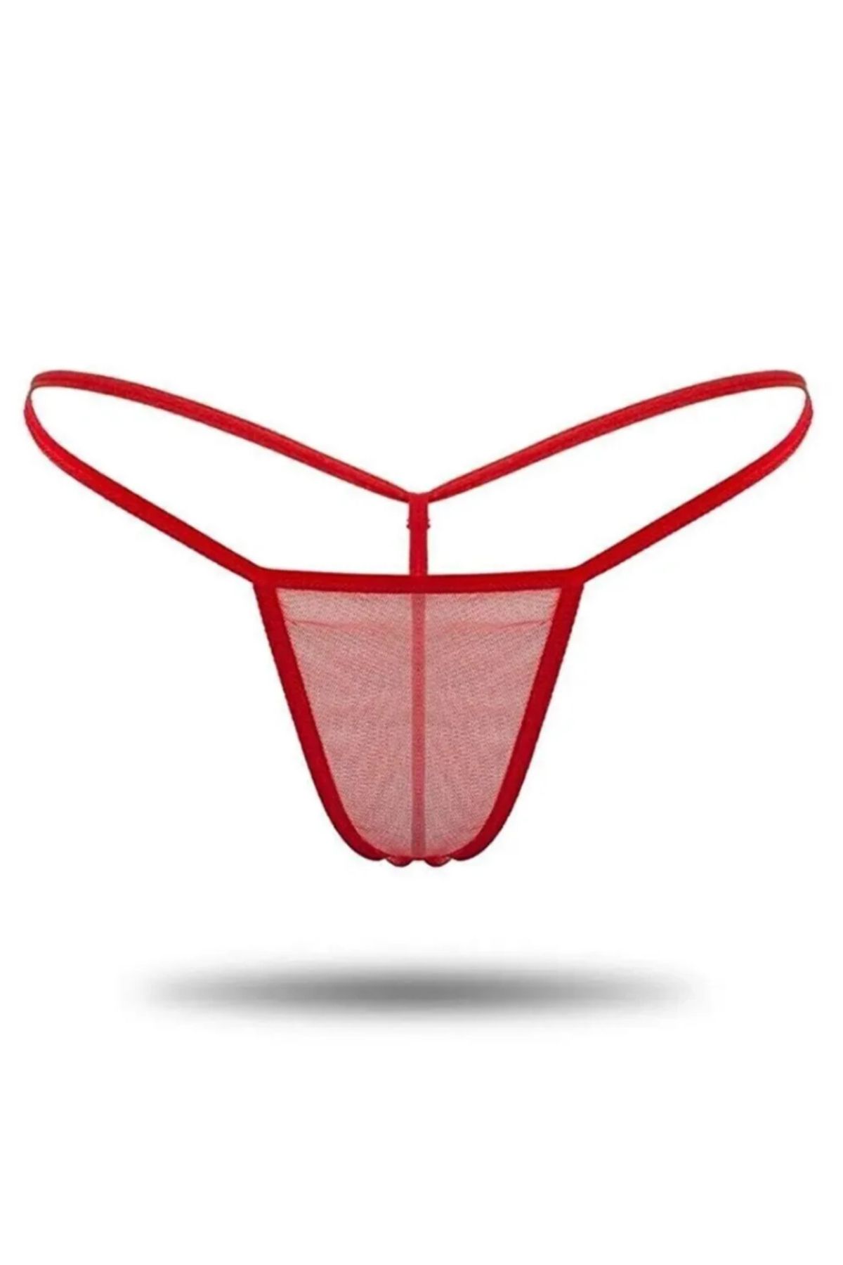 Cicişim-Red 2-Piece Tulle See-Through String Thong Underwear 2