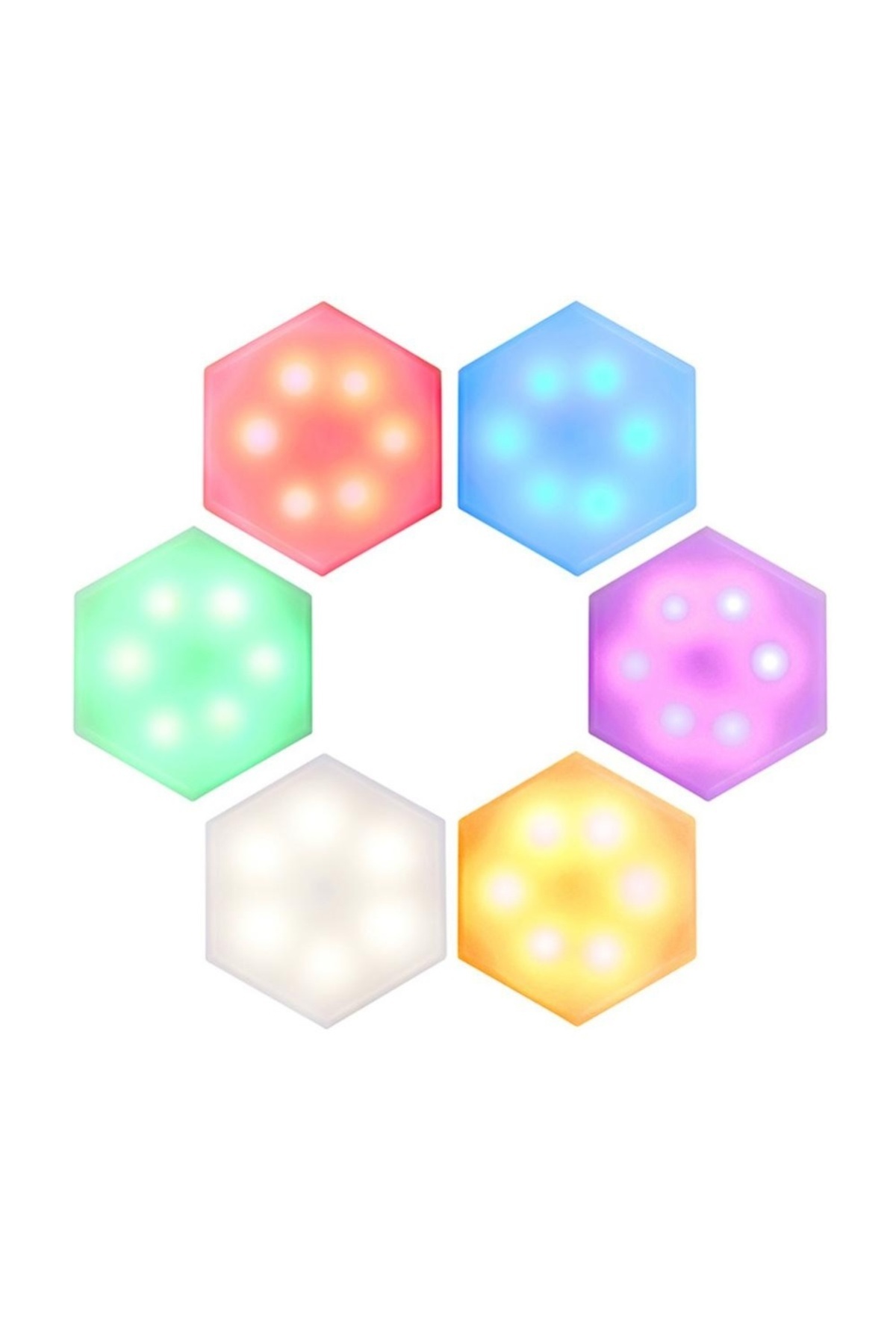K KATHODE-Set of 6 modular RGB wall lamps, LED, play of lights, remote control, touch control, hexagon shape 1