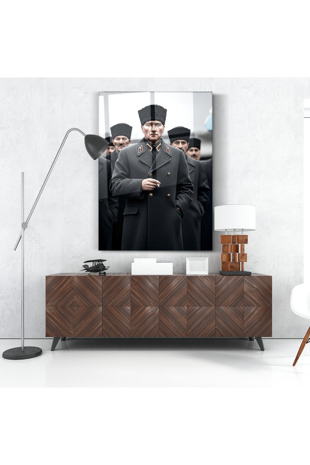 Cam Tablo - Başkomutan Mustafa Kemal Atatürk - Duvar dekorasyonu - Ofis dekorasyonu - DK
