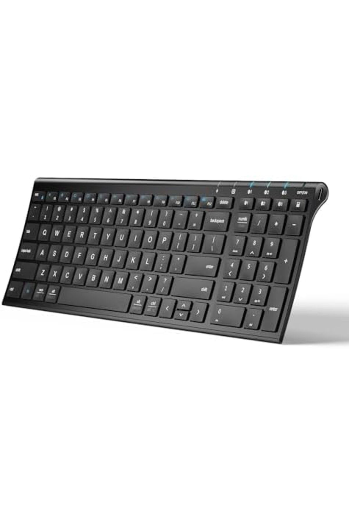 iClever-BK10 Bluetooth Keyboard - Universal Wireless & Rechargeable Ultra-Slim with Number Pad, Ergo 2