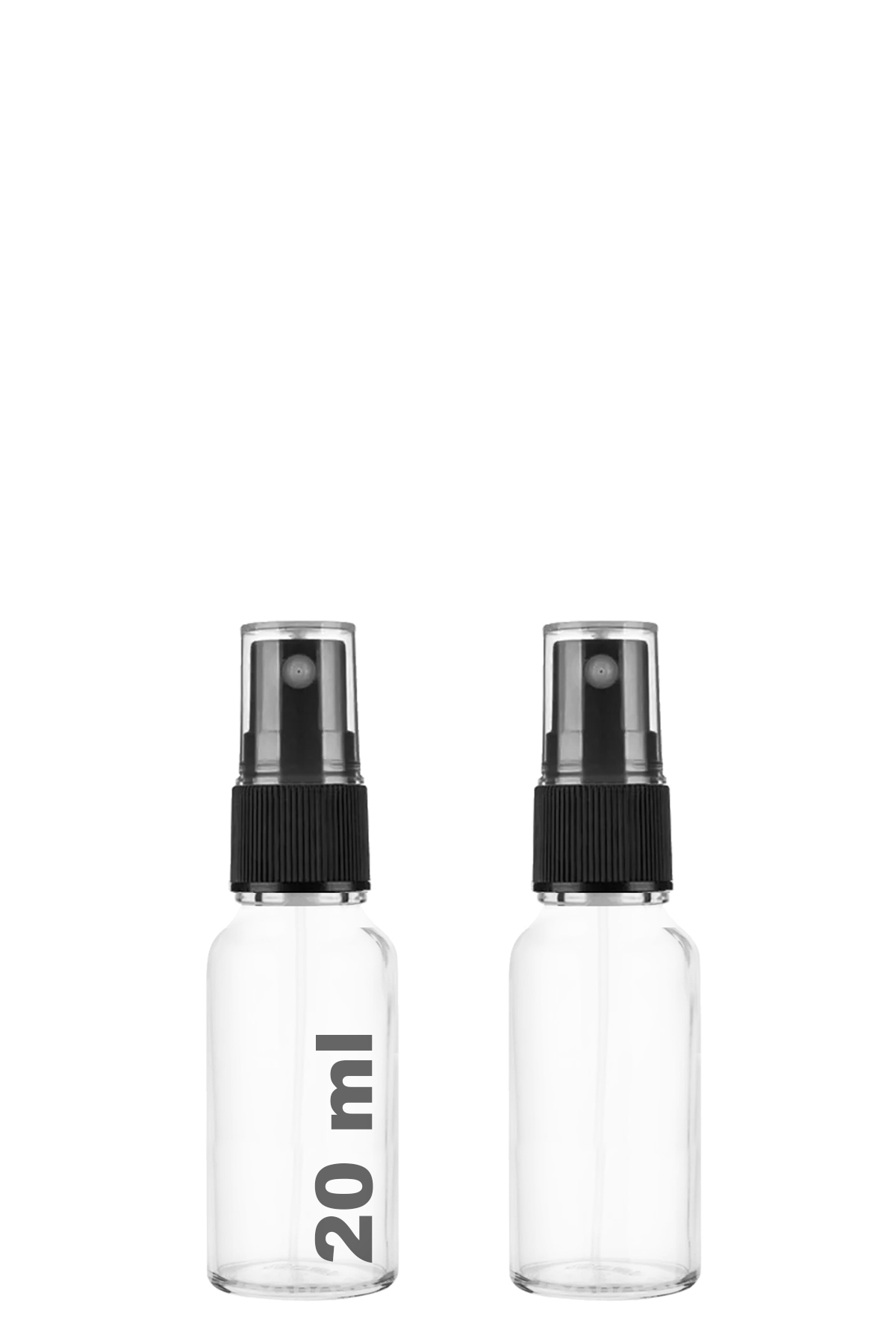 20 ml Transparent Lid Black Spray 20 Cc Spray Cologne Disinfectant Clear Glass Bottle 2 pcs