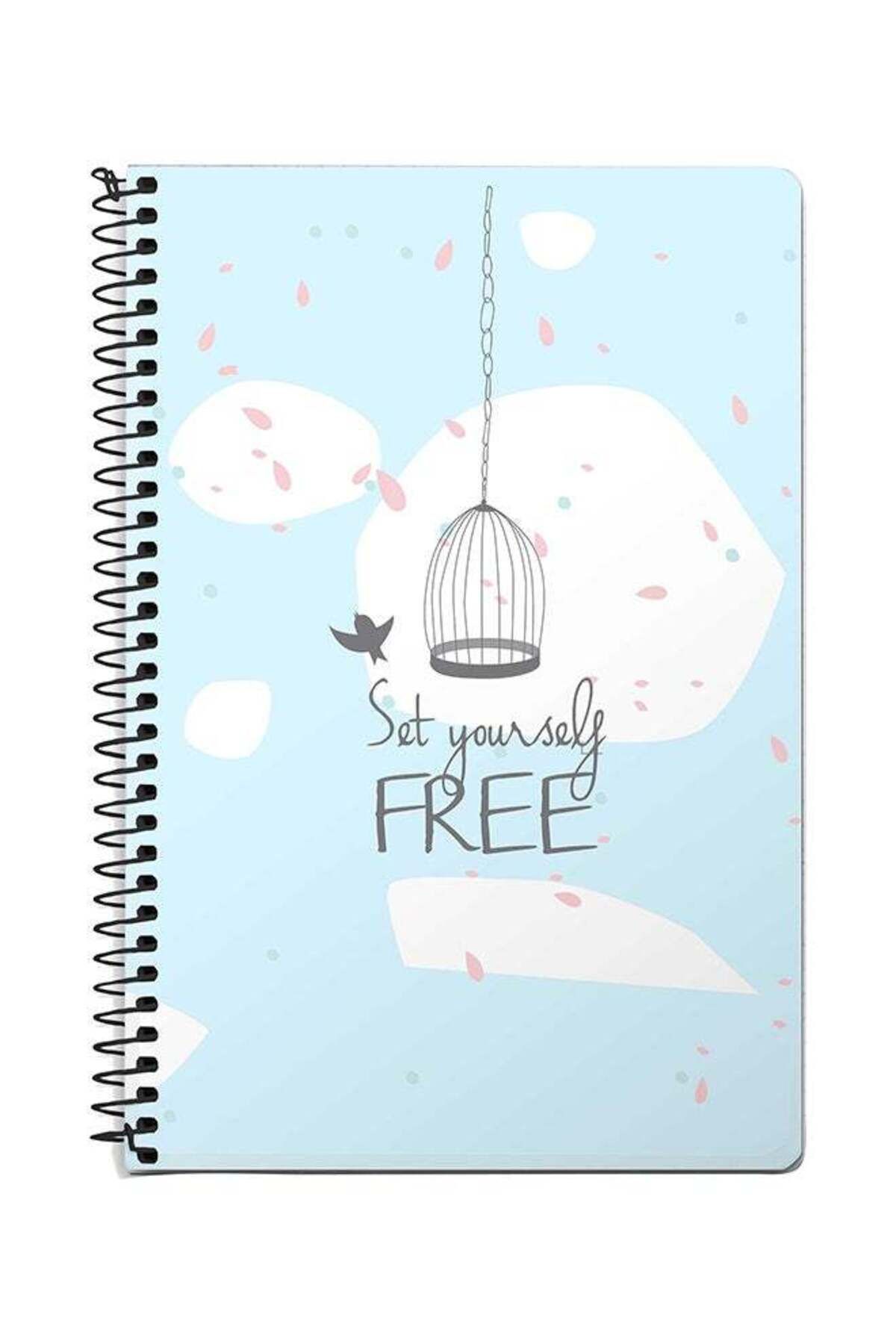 Stylizedd-Set Yourself Free A5 Spiral Notebook Blue/White 1