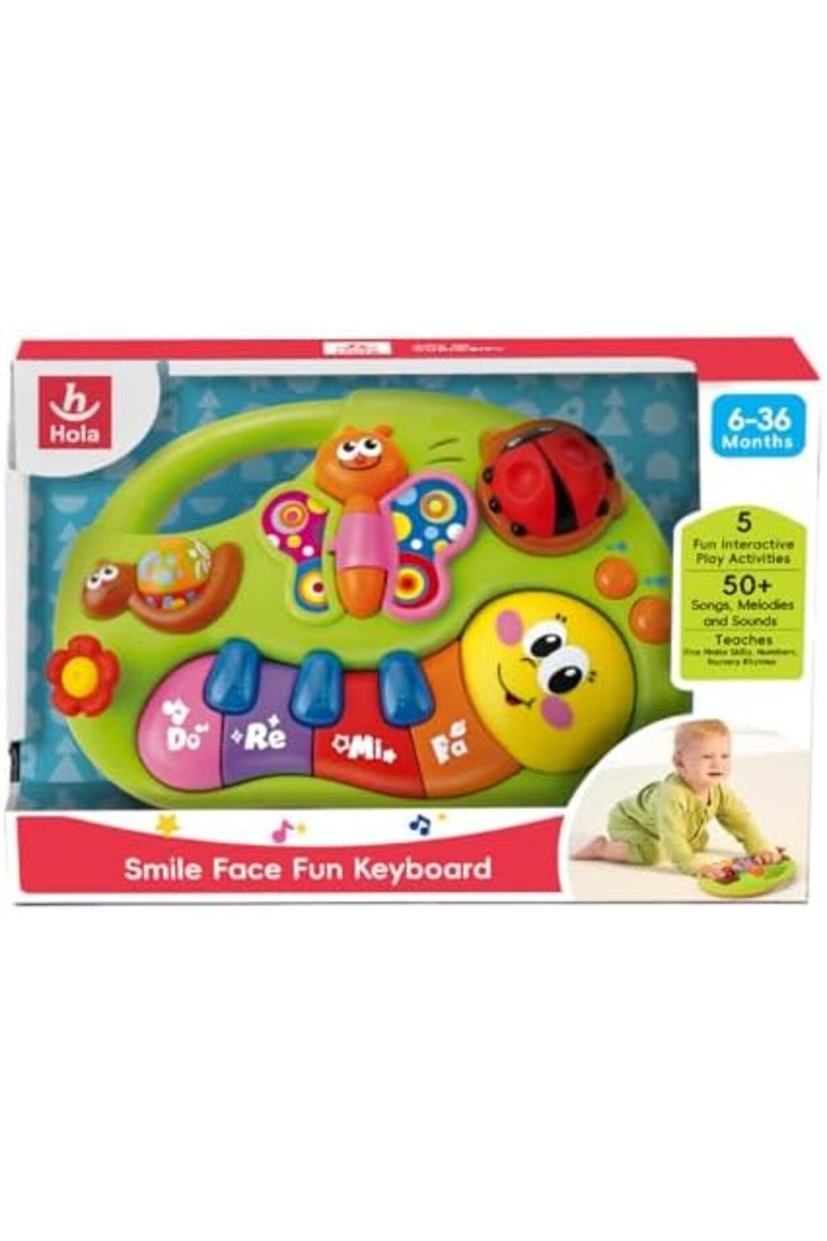 Hola-لوحة مفاتيح Smile Face Fun - بيانو تفاعلي للأطفال مع وضعين (تعلم وموسيقى)، تعليمي 7