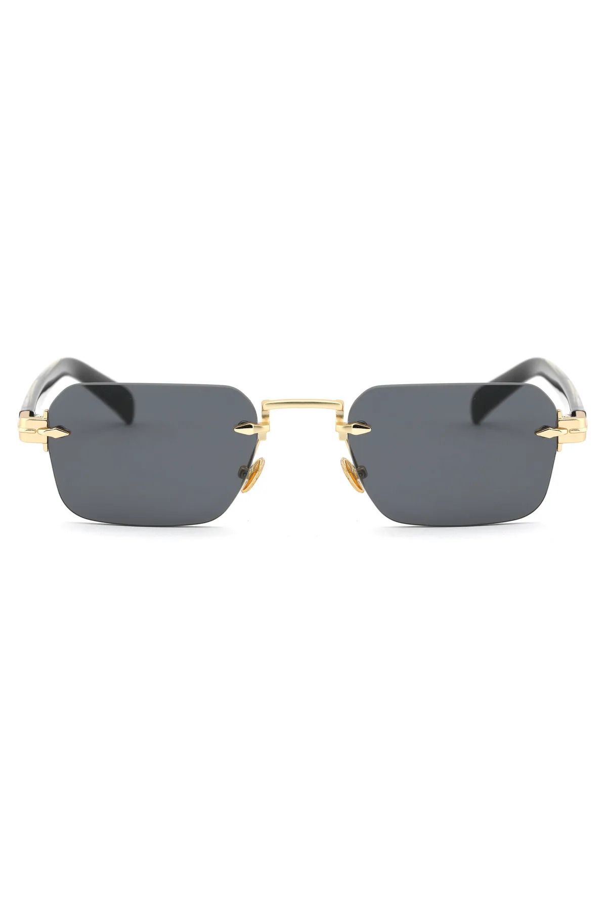 TomyHelf-Rectangular Design Gold Frame Black Glass Eşref Single Eyeglasses 2
