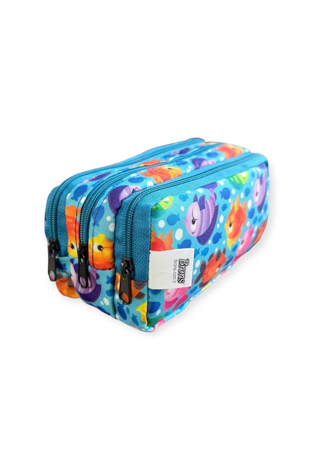 Polin-Three Compartment Patterned Pencil Bag, 8 Different Models, Zippered, Large Size 4