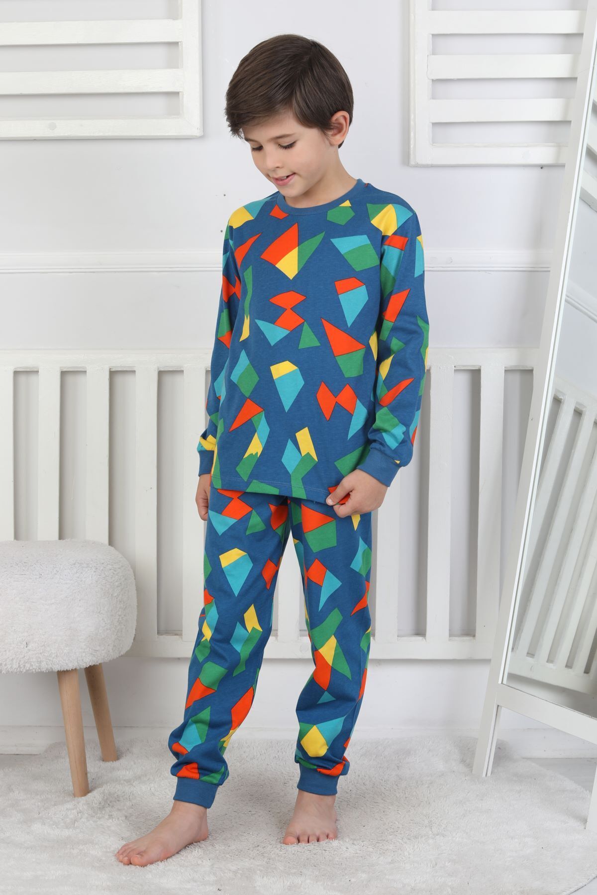 zuzunga Renkli Geometrik Şekilli Erkek Çocuk Pijama Takımı fotoğrafı 7 (önizleme)