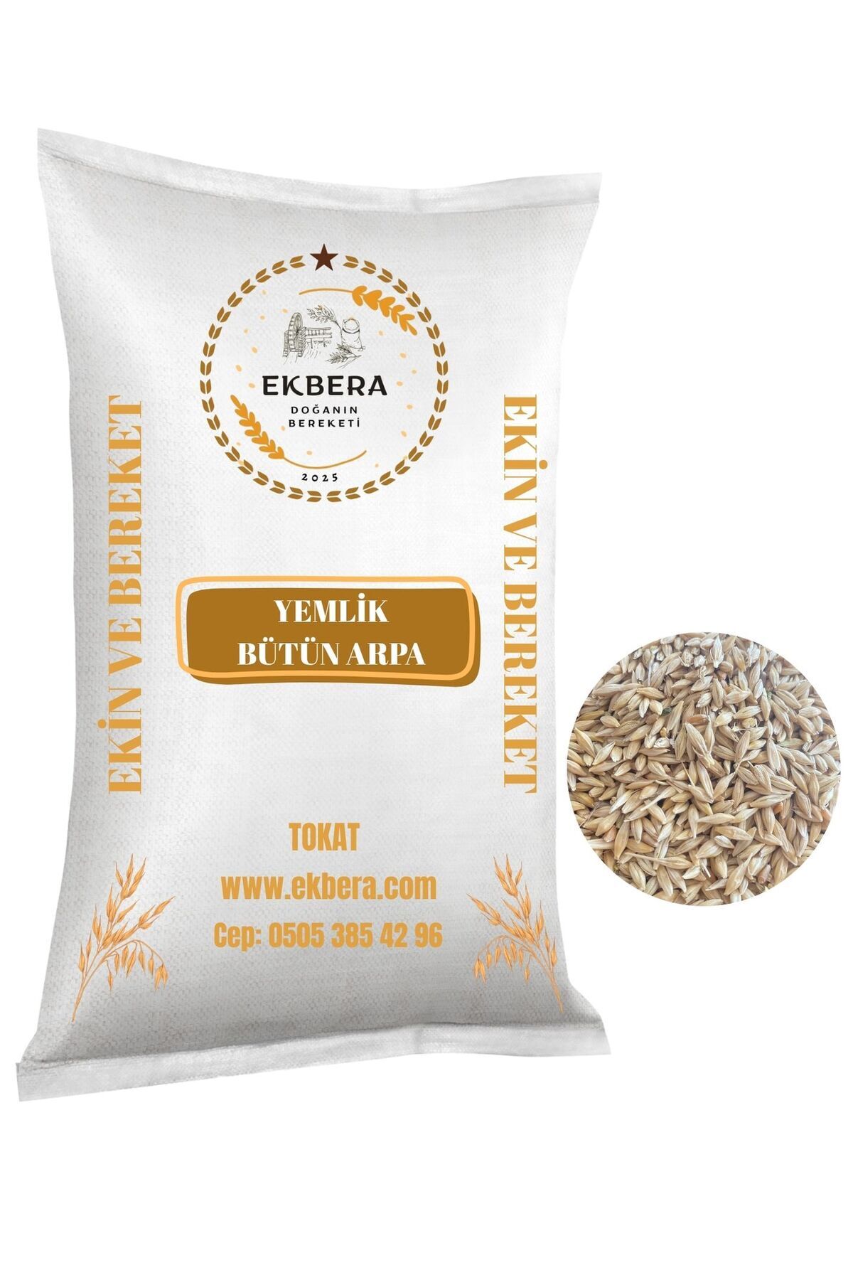 EKBERA Yemlik Bütün Arpa – Doğal Kalite, Hayvan Beslenmesine Uygun – 5 Kg
