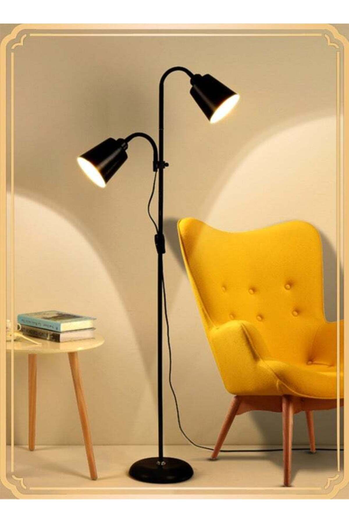 Generic-APEX LED Floor Lamp with Double Lights, Vertical Ground Lamp With Adjustable Reading Light, Standin 1