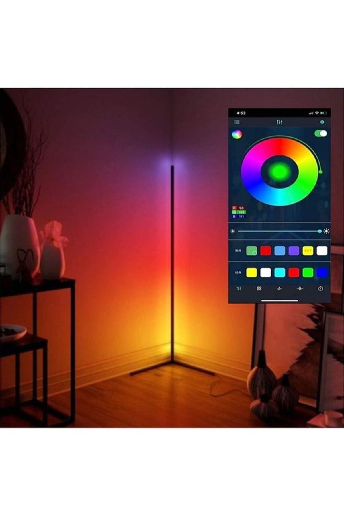 Generic-Bluetooth Control LED Light Corner Lamp 1.5Metr. 1